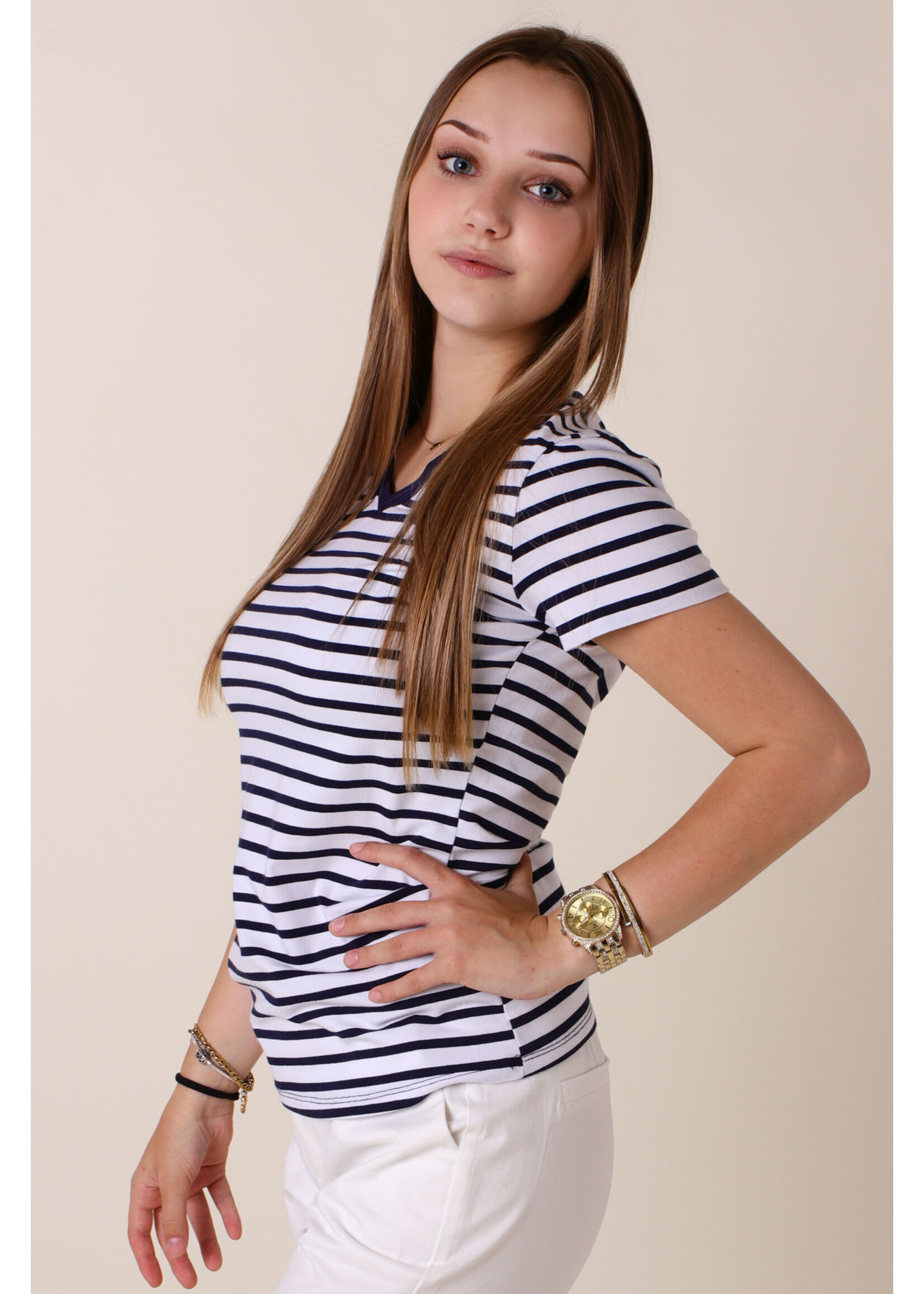 CC Fashion T-Shirt Marine V-Collar - NAVY1