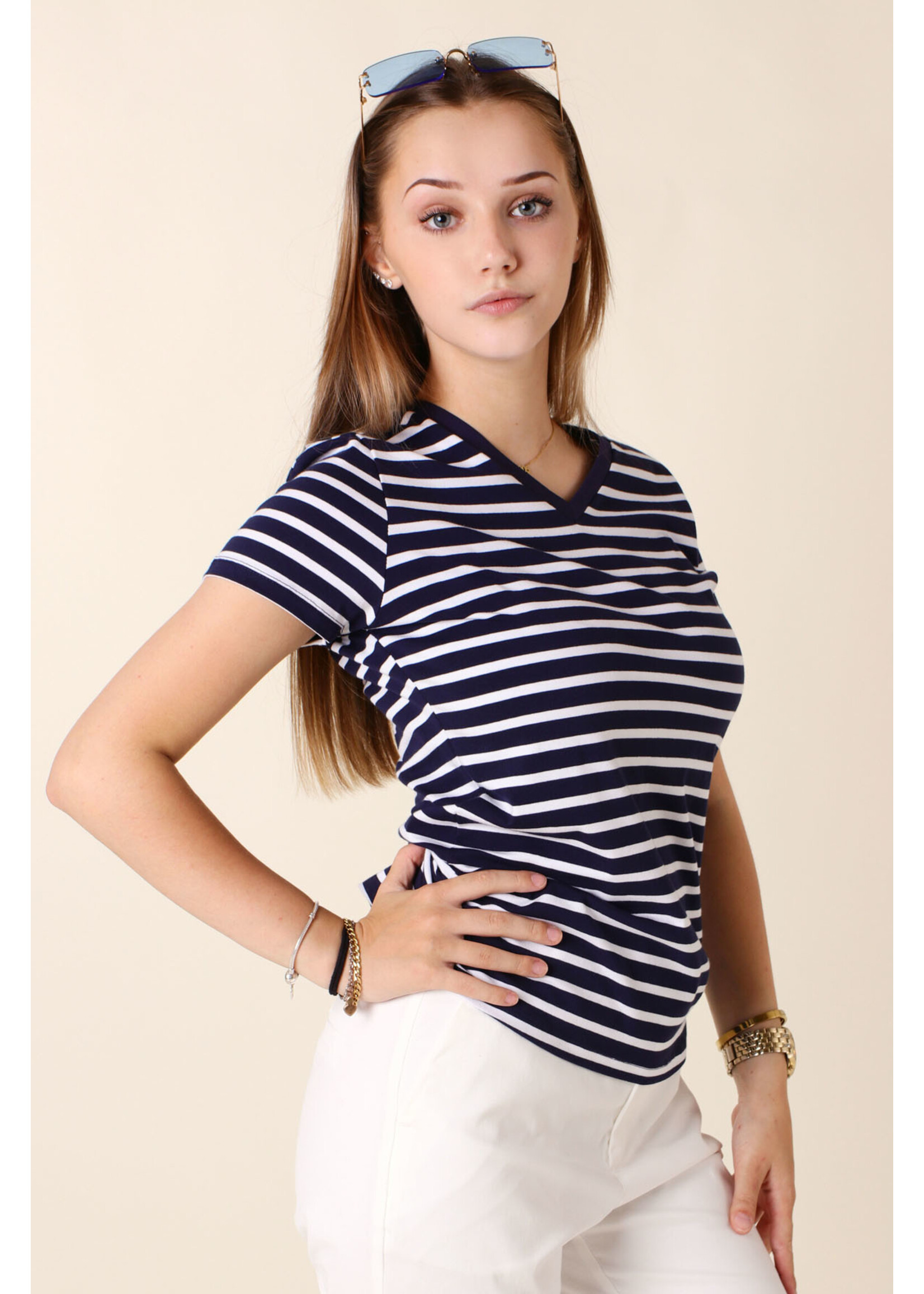 CC Fashion T-Shirt Marine V-Collar - NAVY2