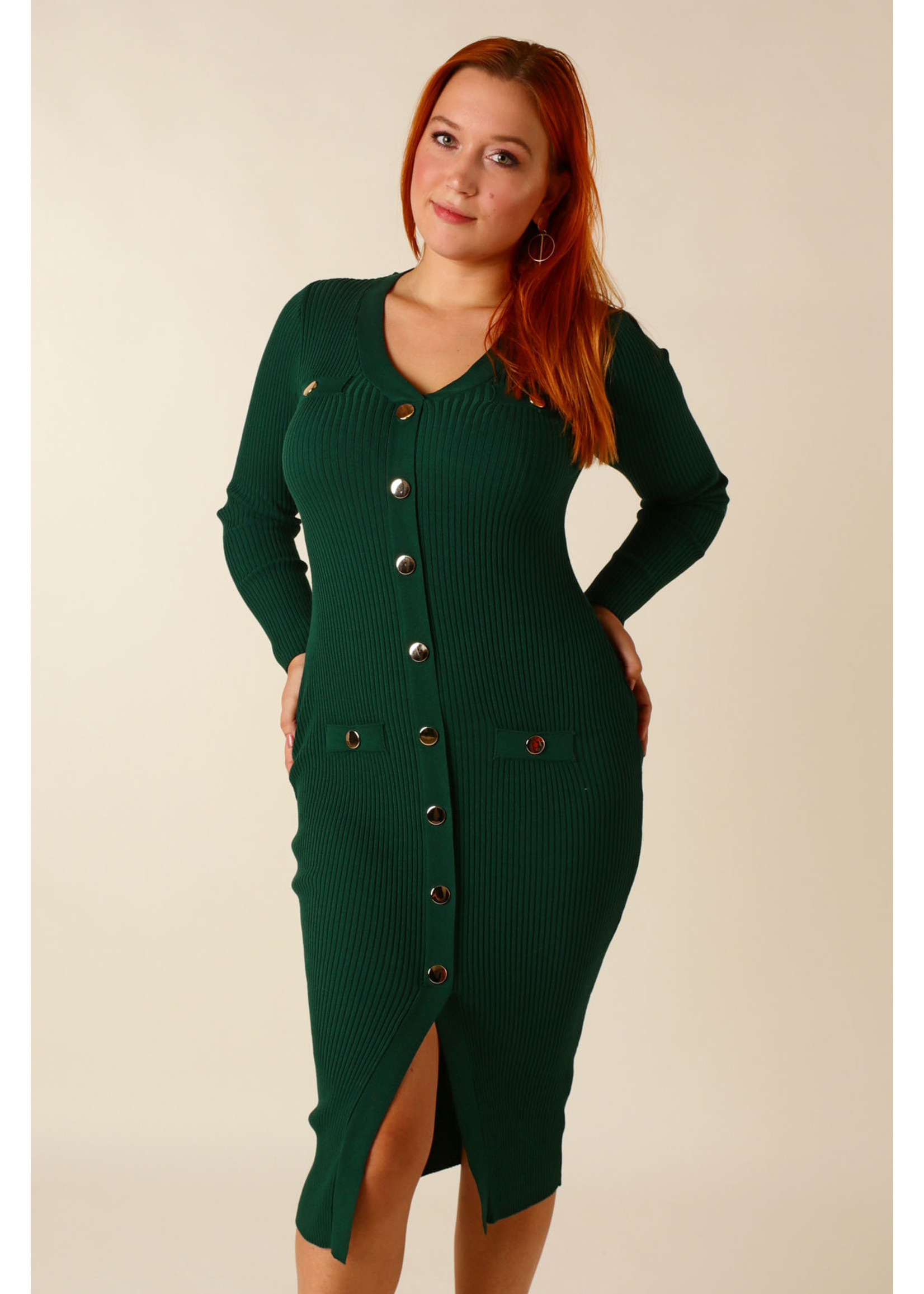 Moocci Fitted Dress Long - GREEN