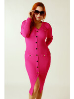 Moocci Fitted Dress Long - FUCHSIA