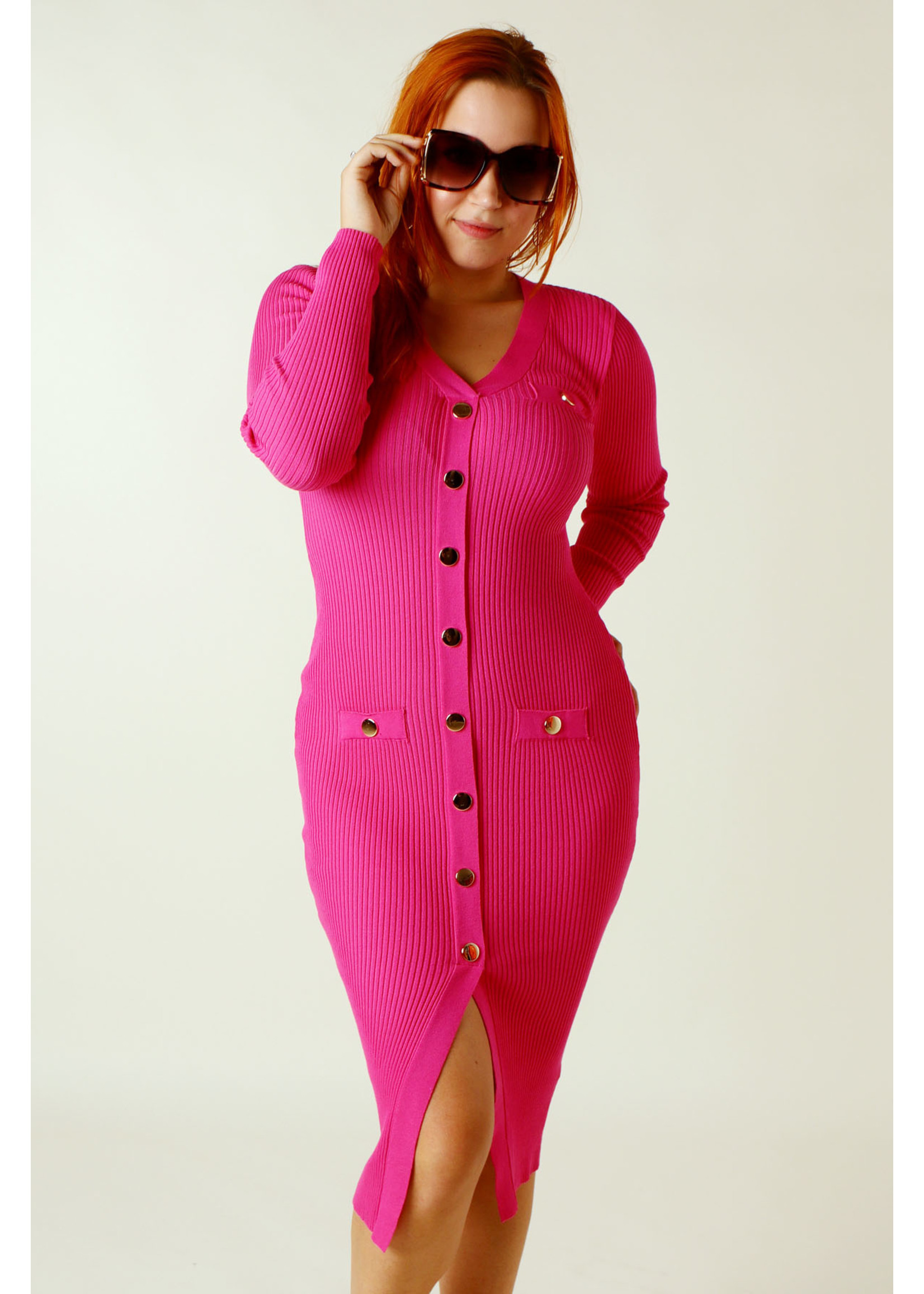 Moocci Fitted Dress Long - FUCHSIA