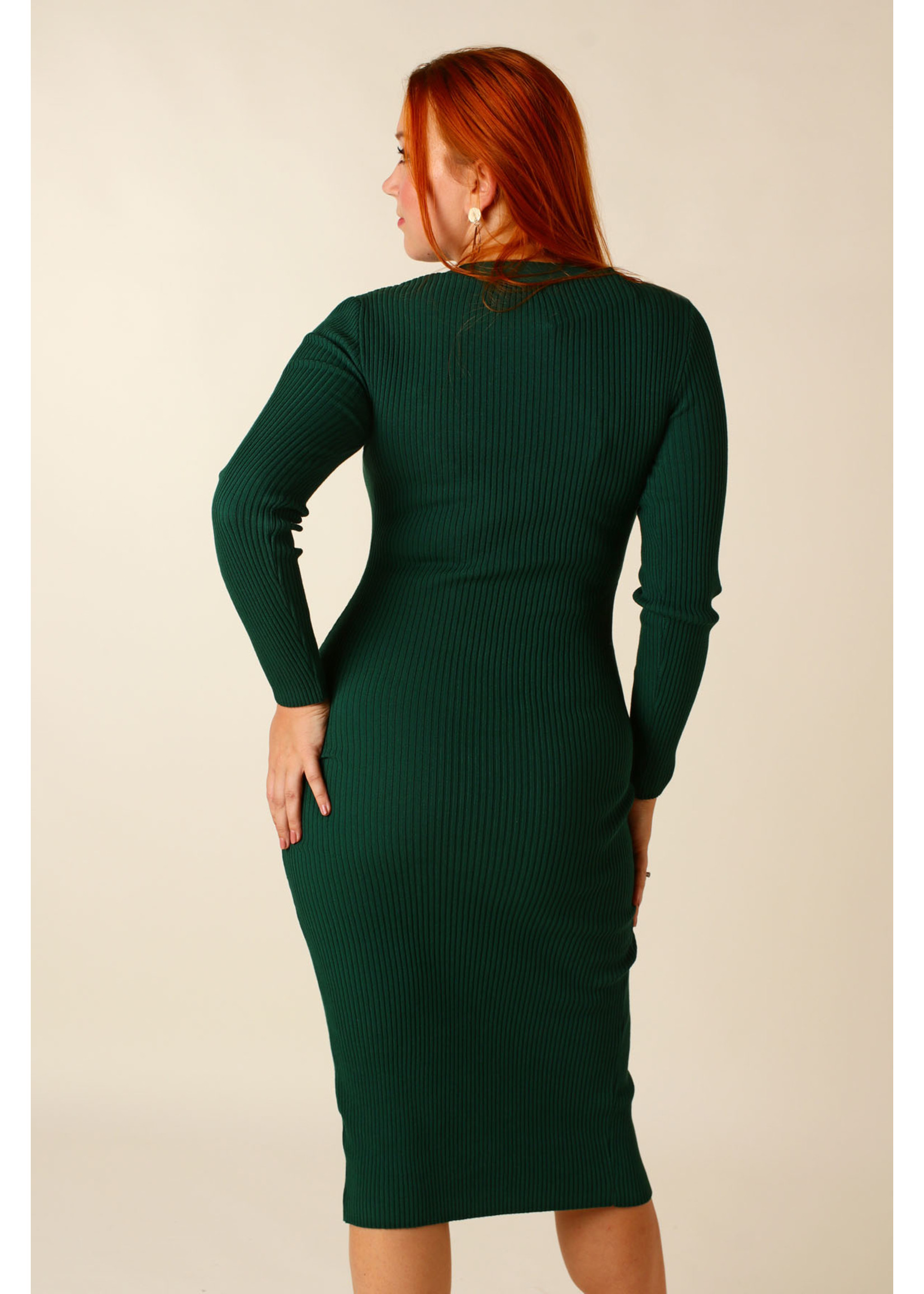 Moocci Fitted Dress Long - GREEN