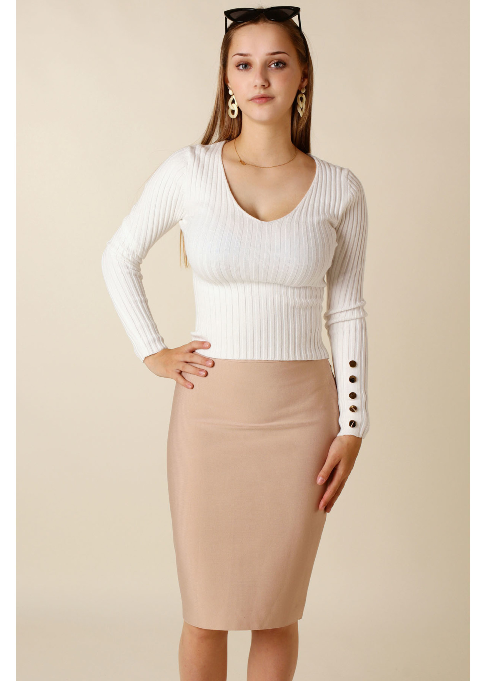 Moocci Fitted Skirt - BEIGE
