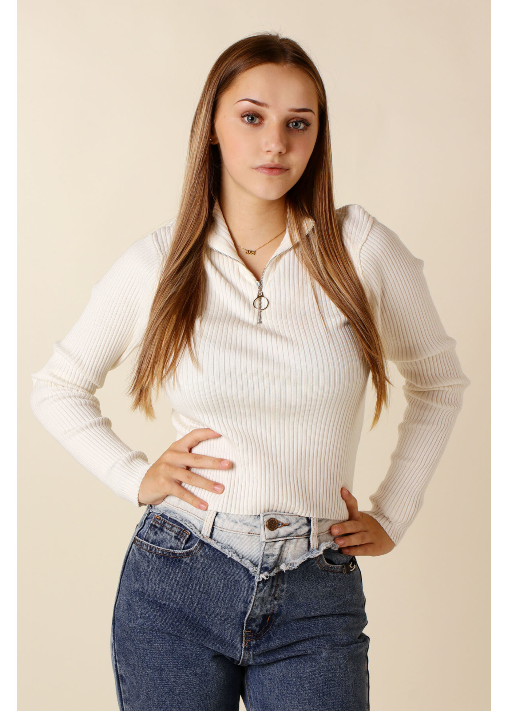 Giracoo PULL w Zipper - WHITE