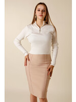 Moocci Fitted Skirt Stripes - BEIGE