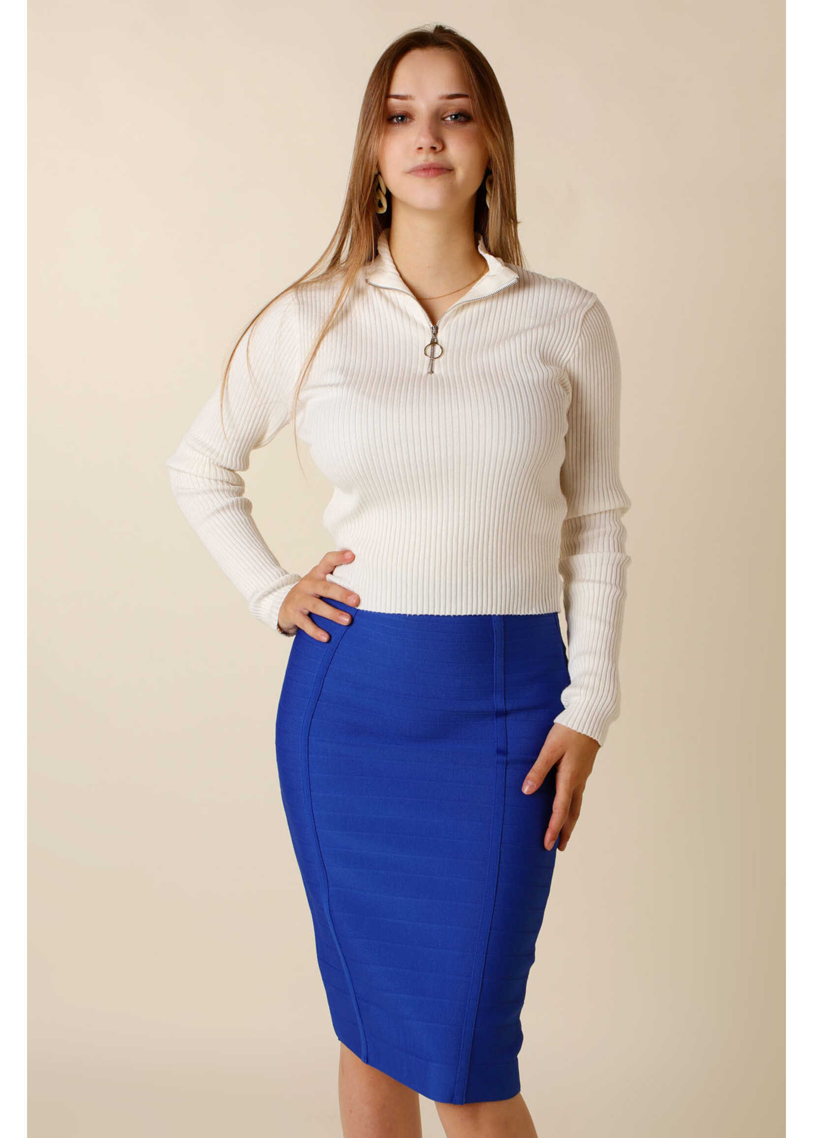 Moocci Fitted Skirt Stripes - BLUE