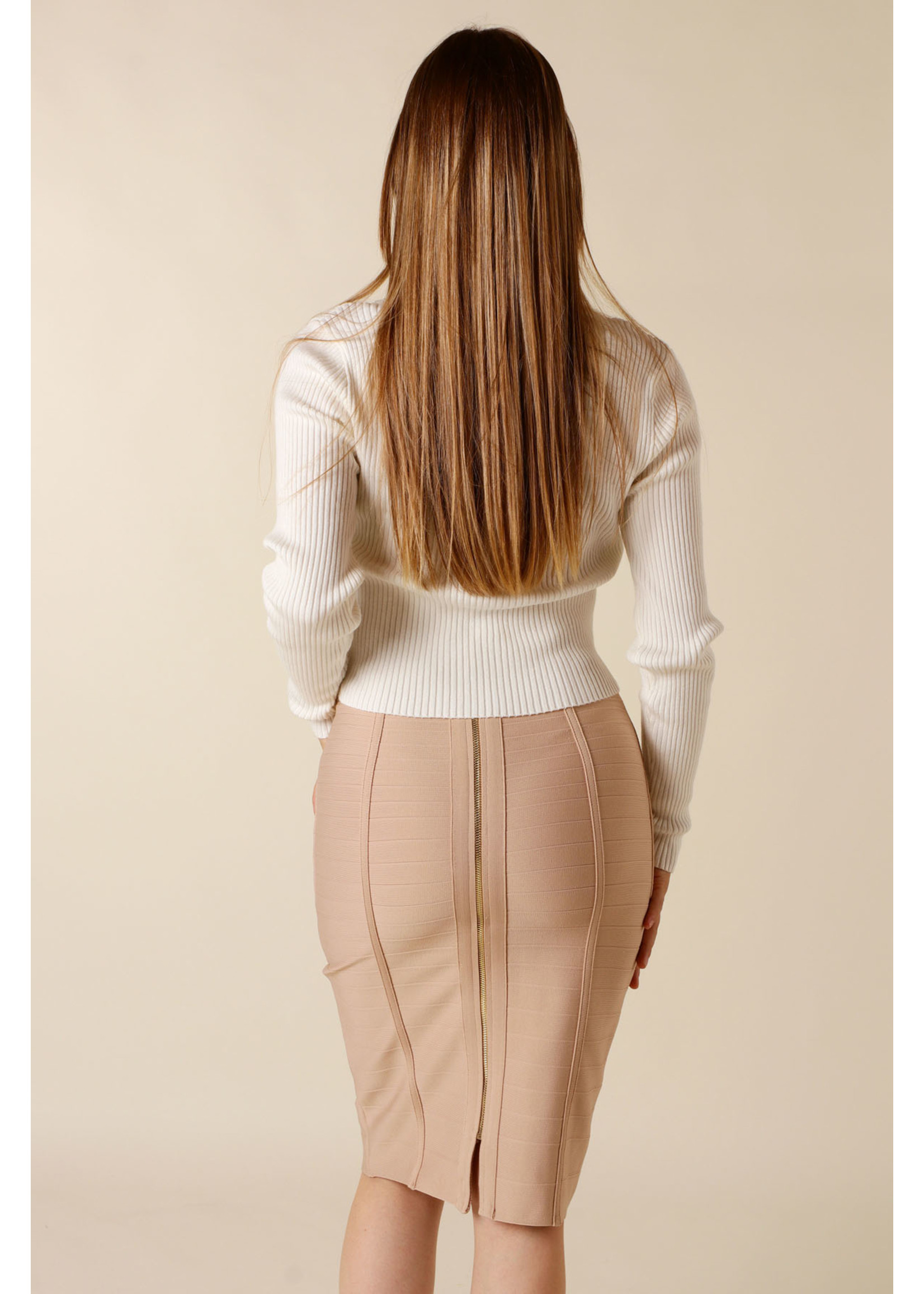 Moocci Fitted Skirt Stripes - BEIGE