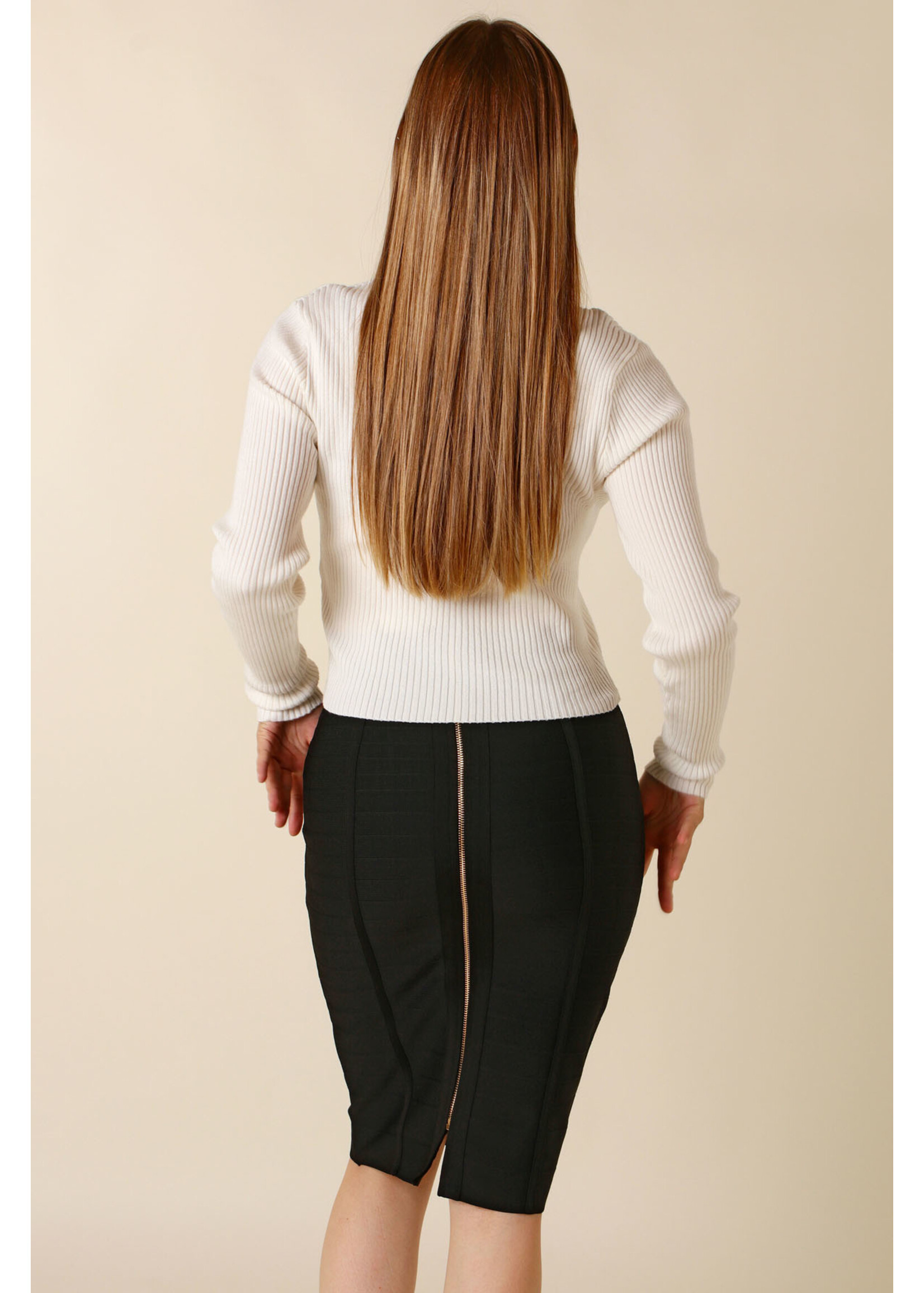 Moocci Fitted Skirt Stripes - BLACK