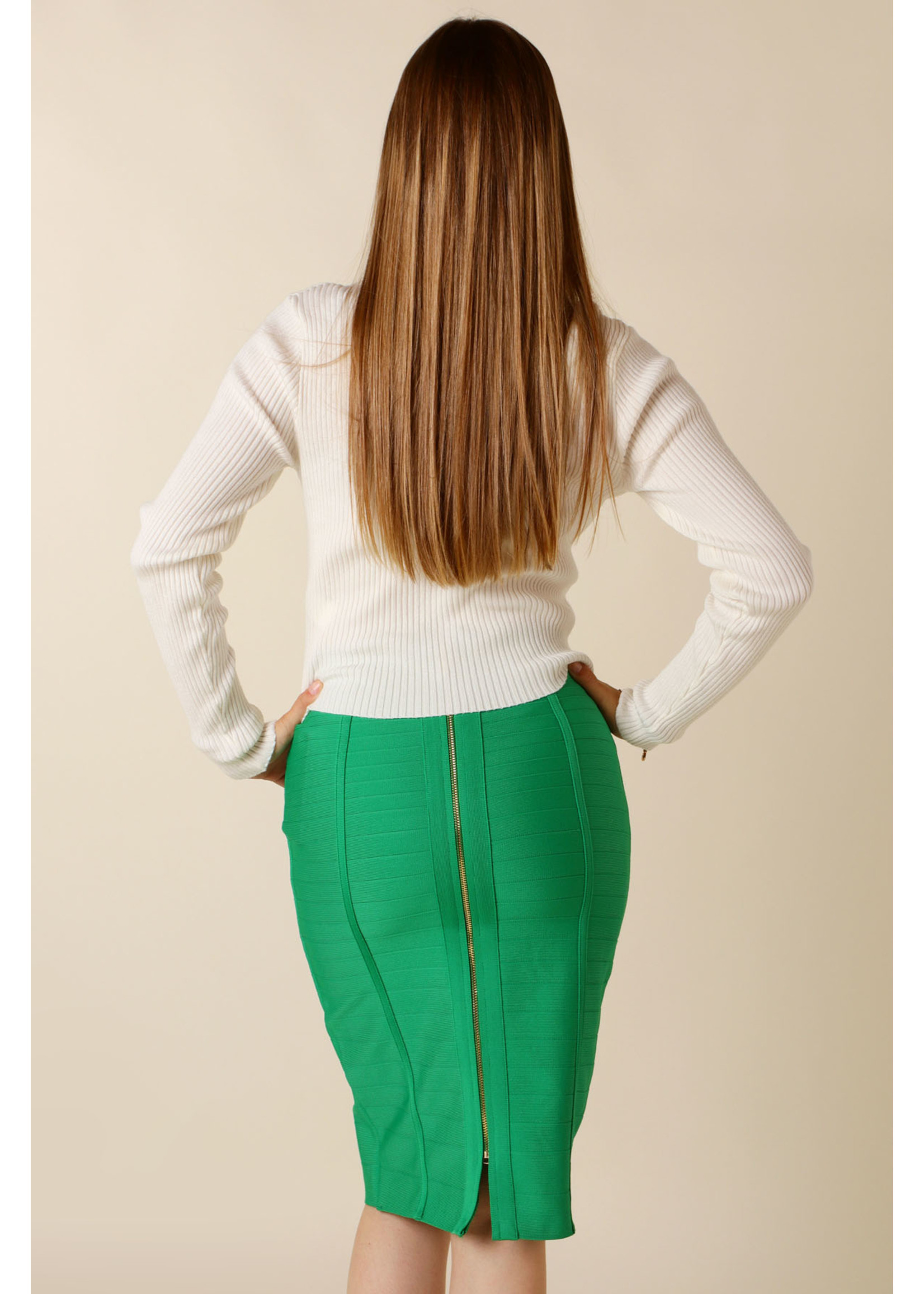 Moocci Fitted Skirt Stripes - GREEN