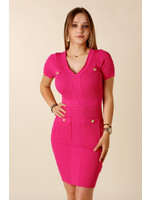 Moocci Fitted Dress Four Buttons - FUCHSIA