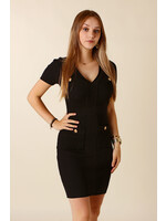 Moocci Fitted Dress Four Buttons - BLACK
