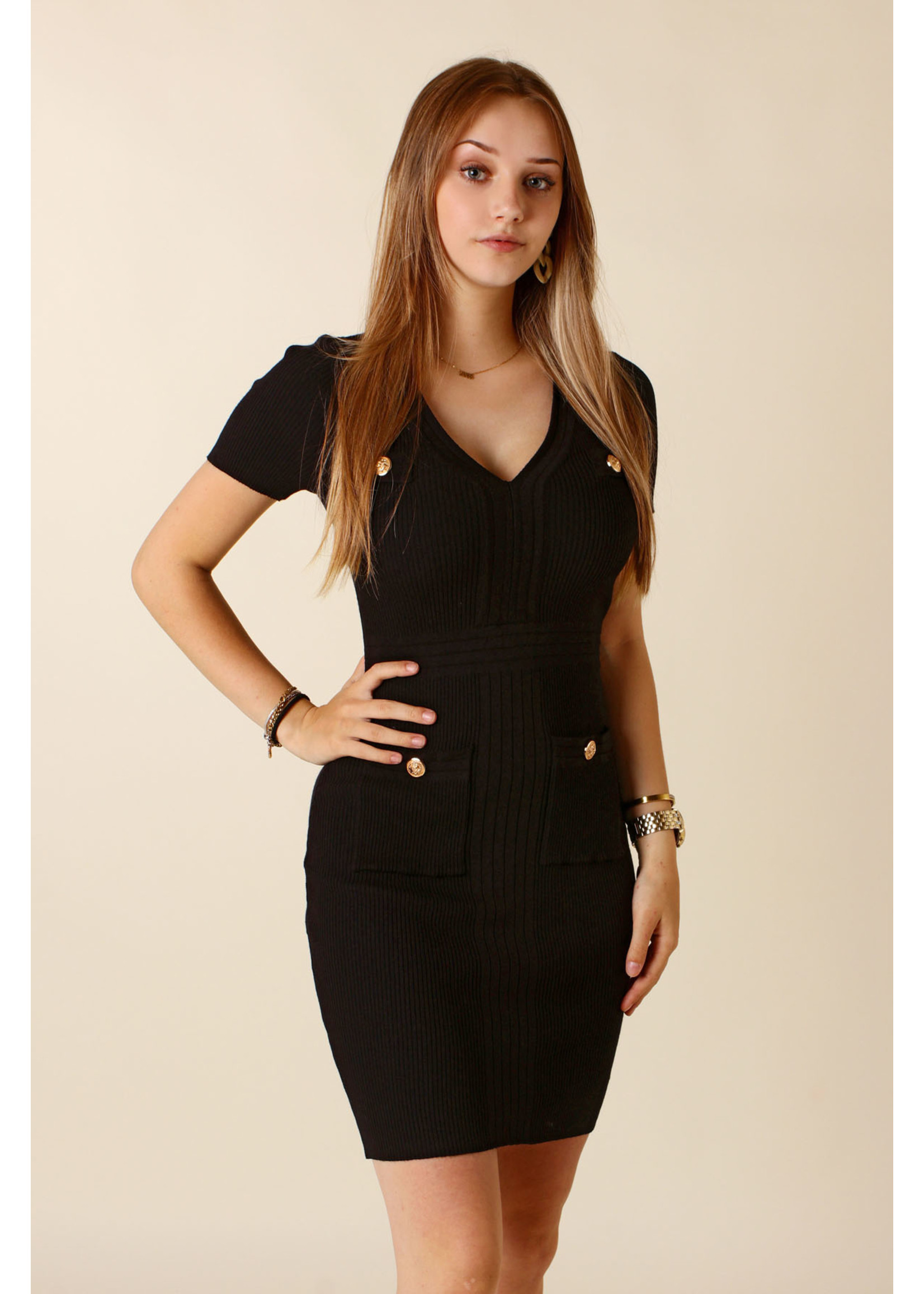 Moocci Fitted Dress Four Buttons