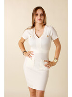 Moocci Fitted Dress Four Buttons - WHITE