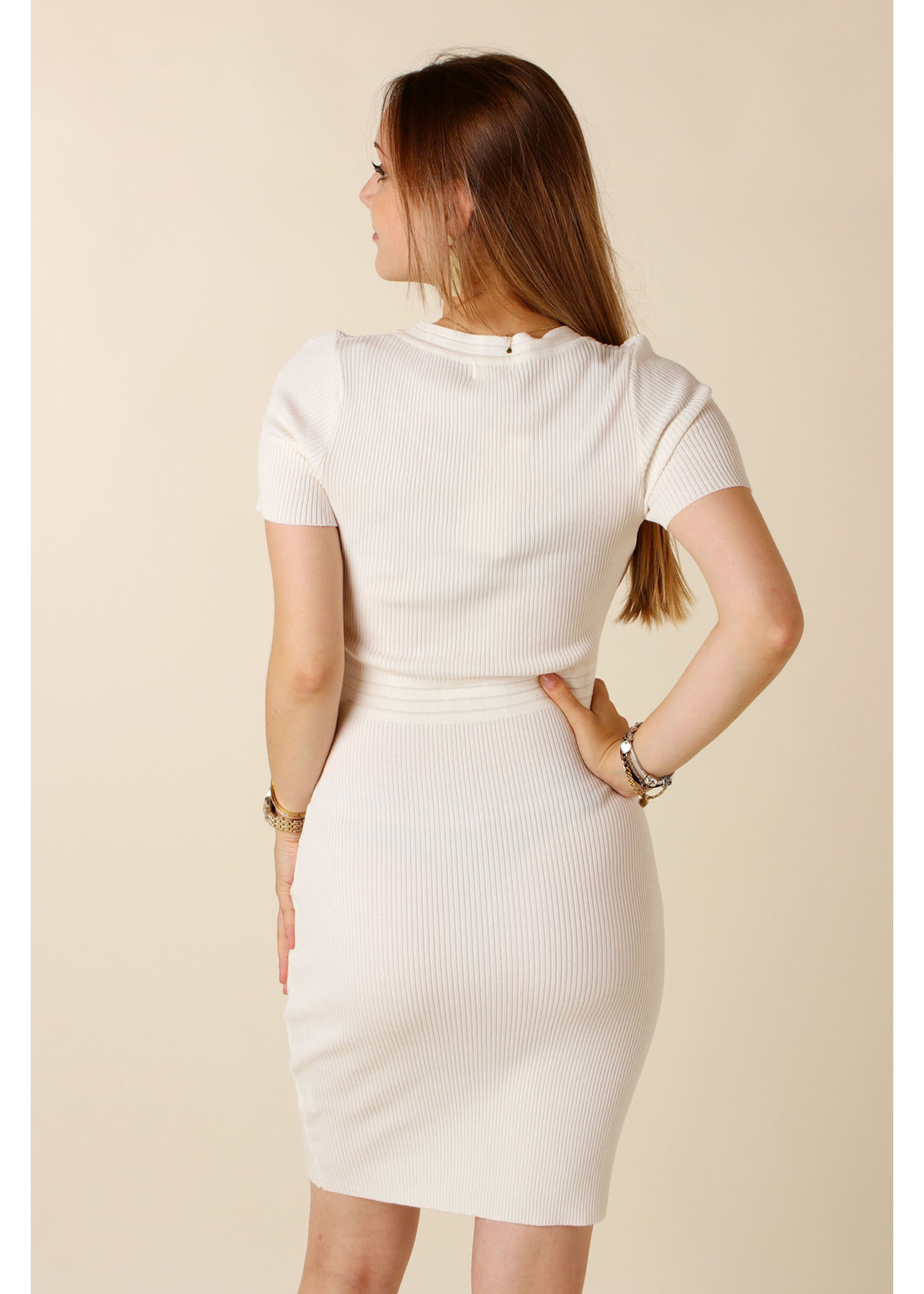 Moocci Fitted Dress Four Buttons - WHITE