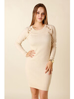 Moocci Fitted Dress Six Buttons - BEIGE