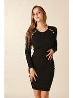 Moocci Fitted Dress Six Buttons - BLACK