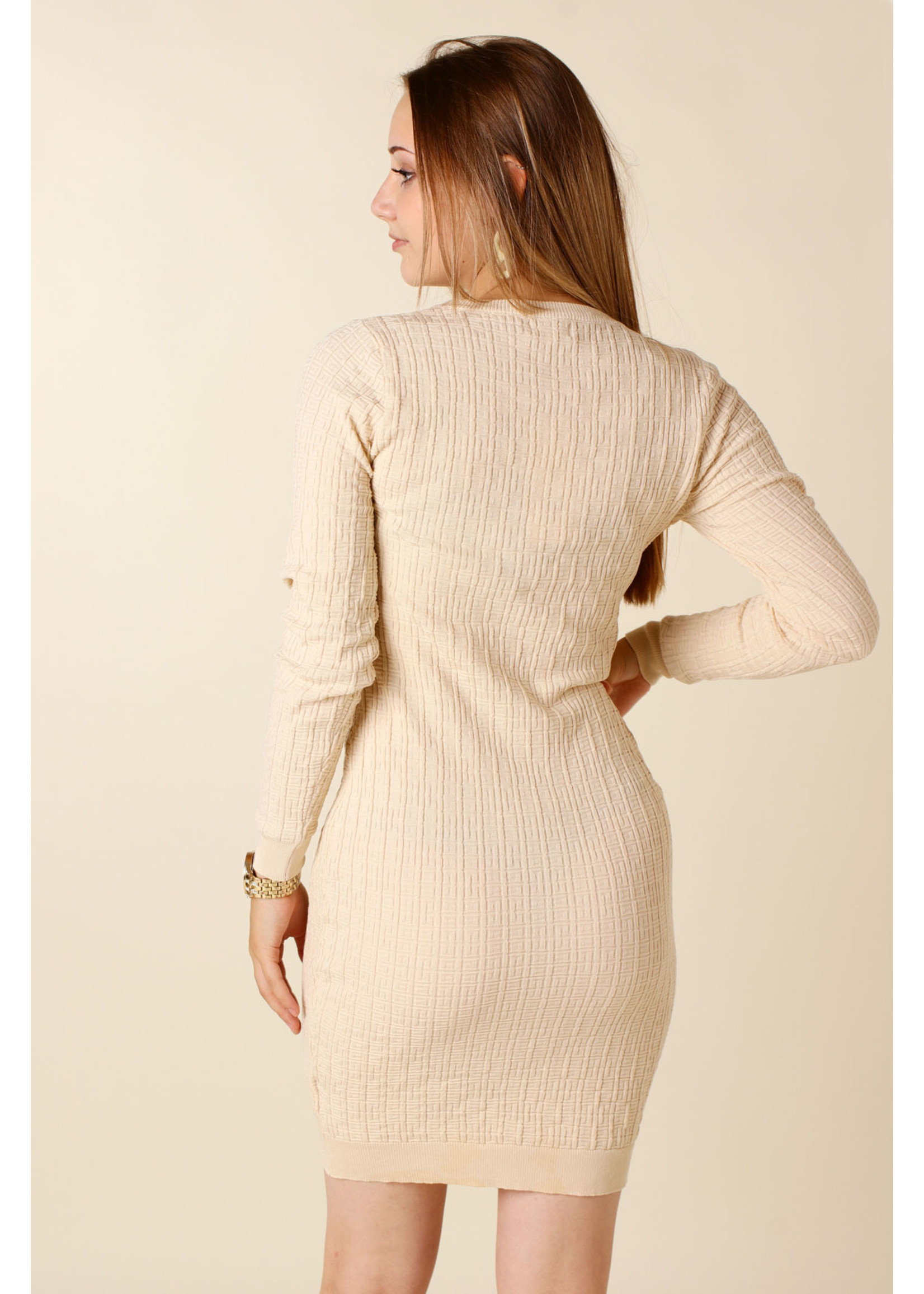 Moocci Fitted Dress Six Buttons - BEIGE