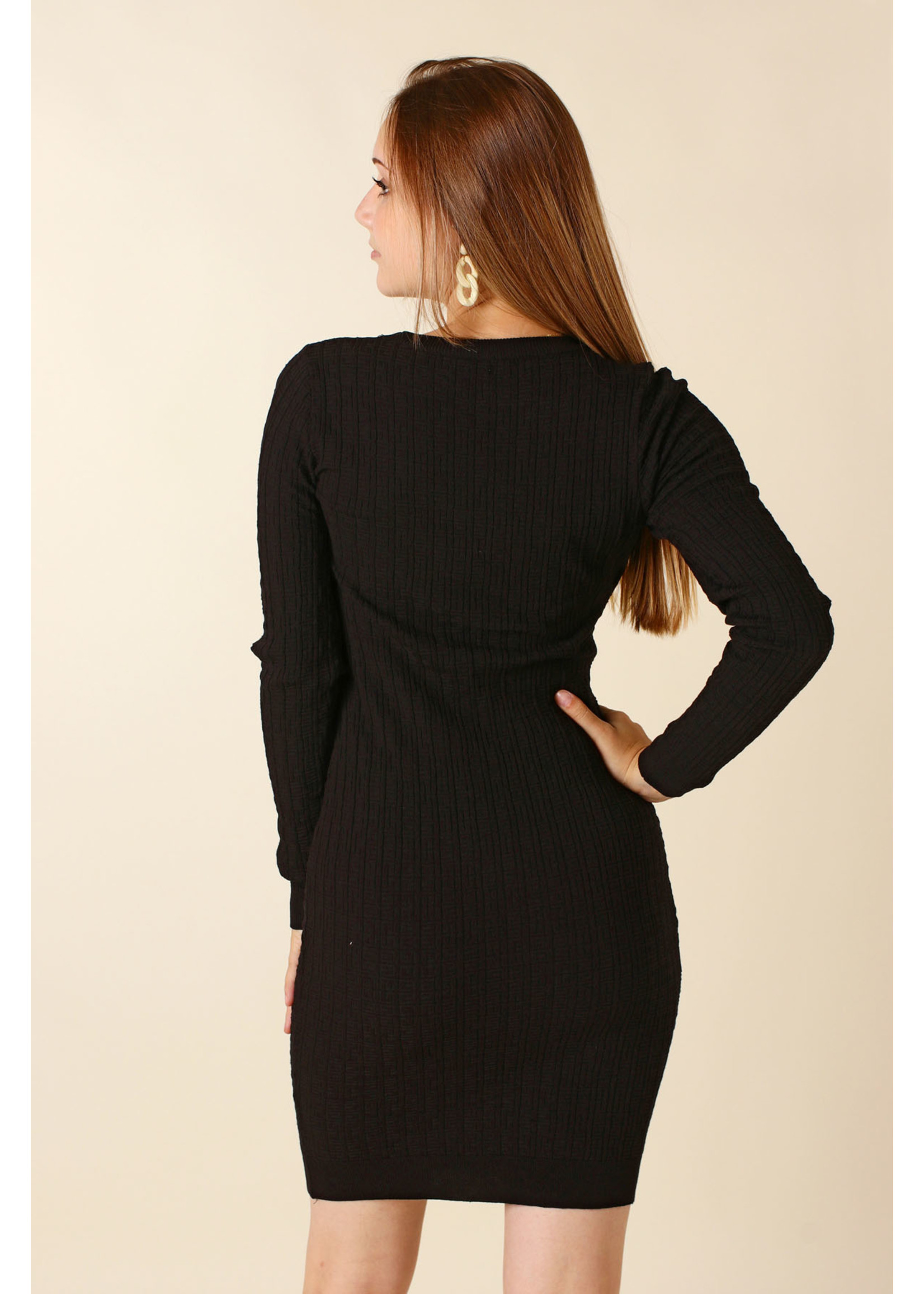 Moocci Fitted Dress Six Buttons - BLACK