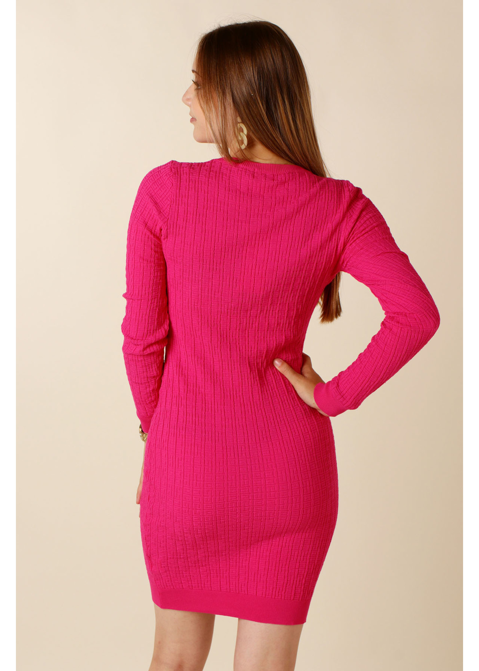 Moocci Fitted Dress Six Buttons - FUCHSIA