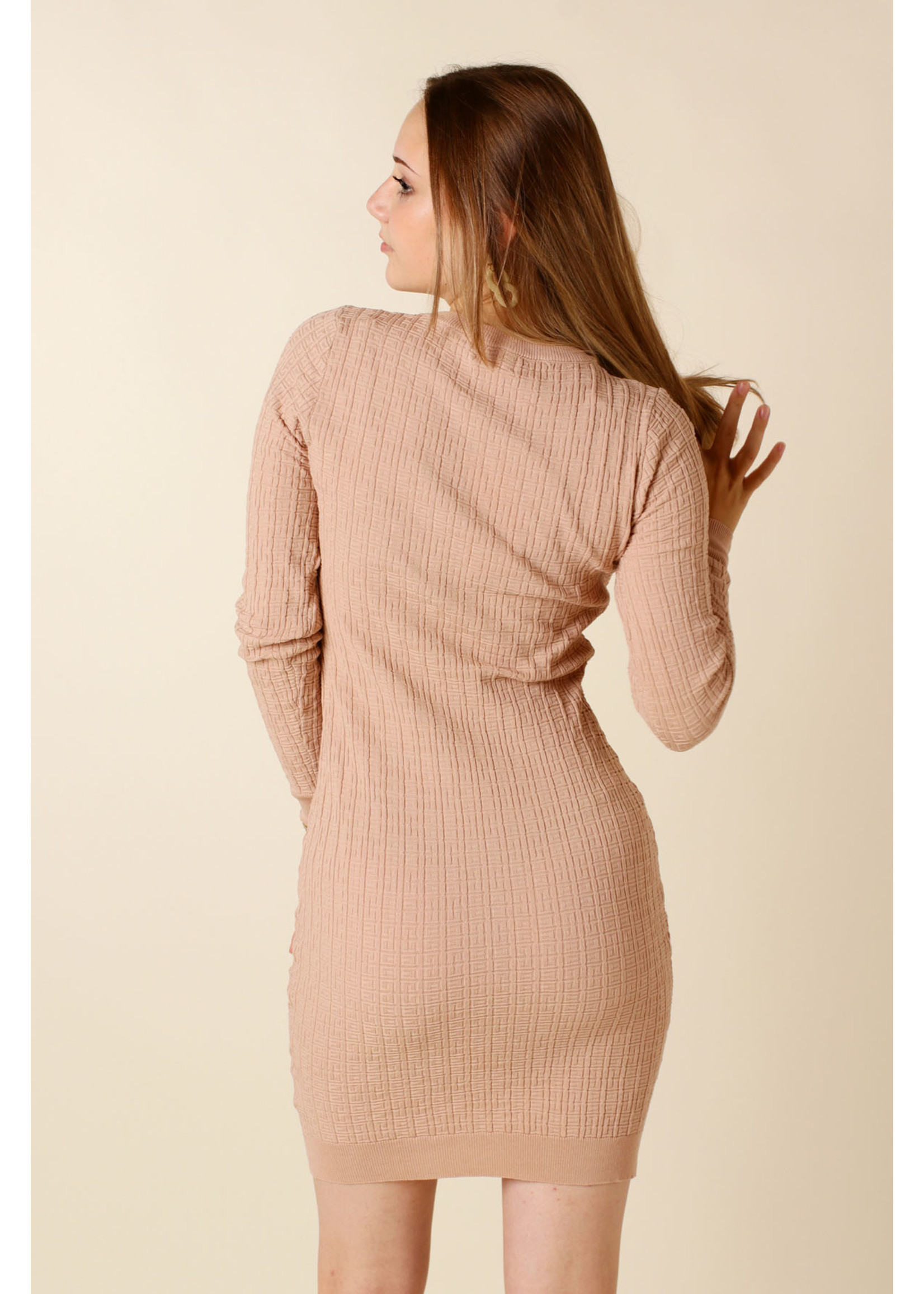 Moocci Fitted Dress Six Buttons - TAUPE