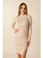 Moocci Dress Buttons Split - BEIGE