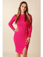 Moocci Dress Buttons Split - FUCHSIA