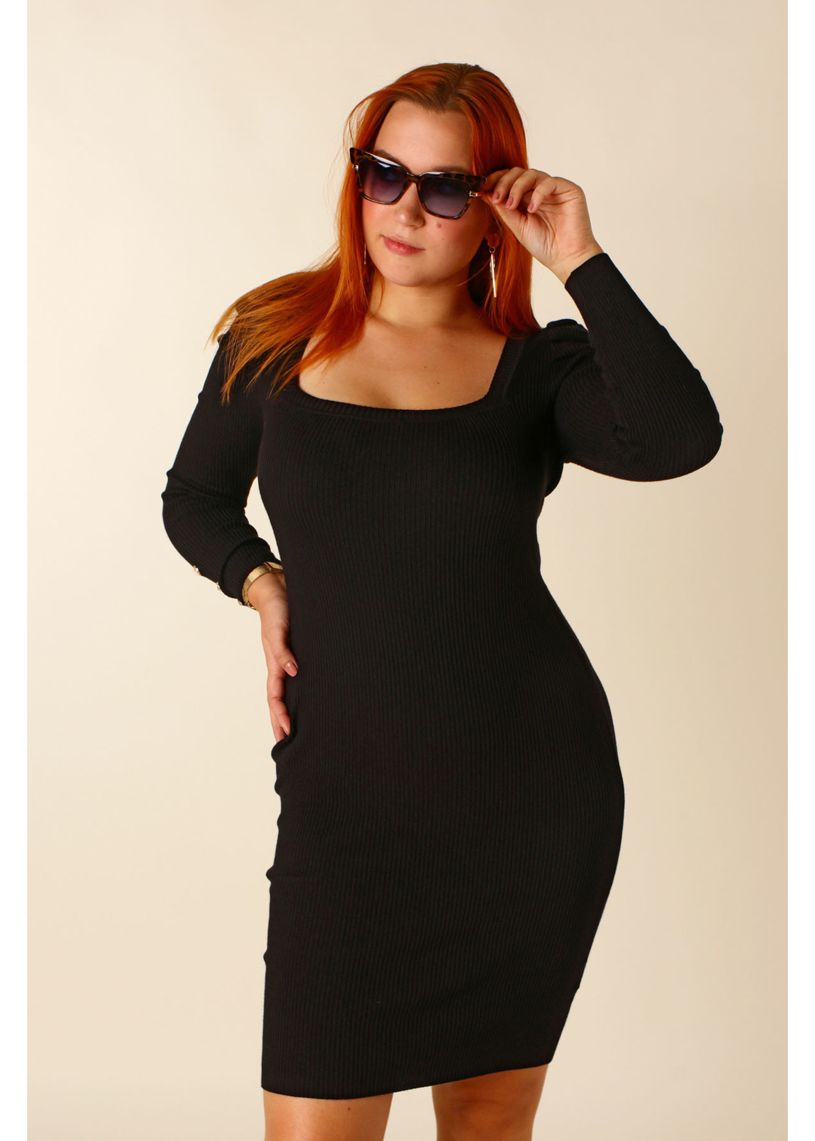 Moocci Dress Puffed Sleeves - BLACK