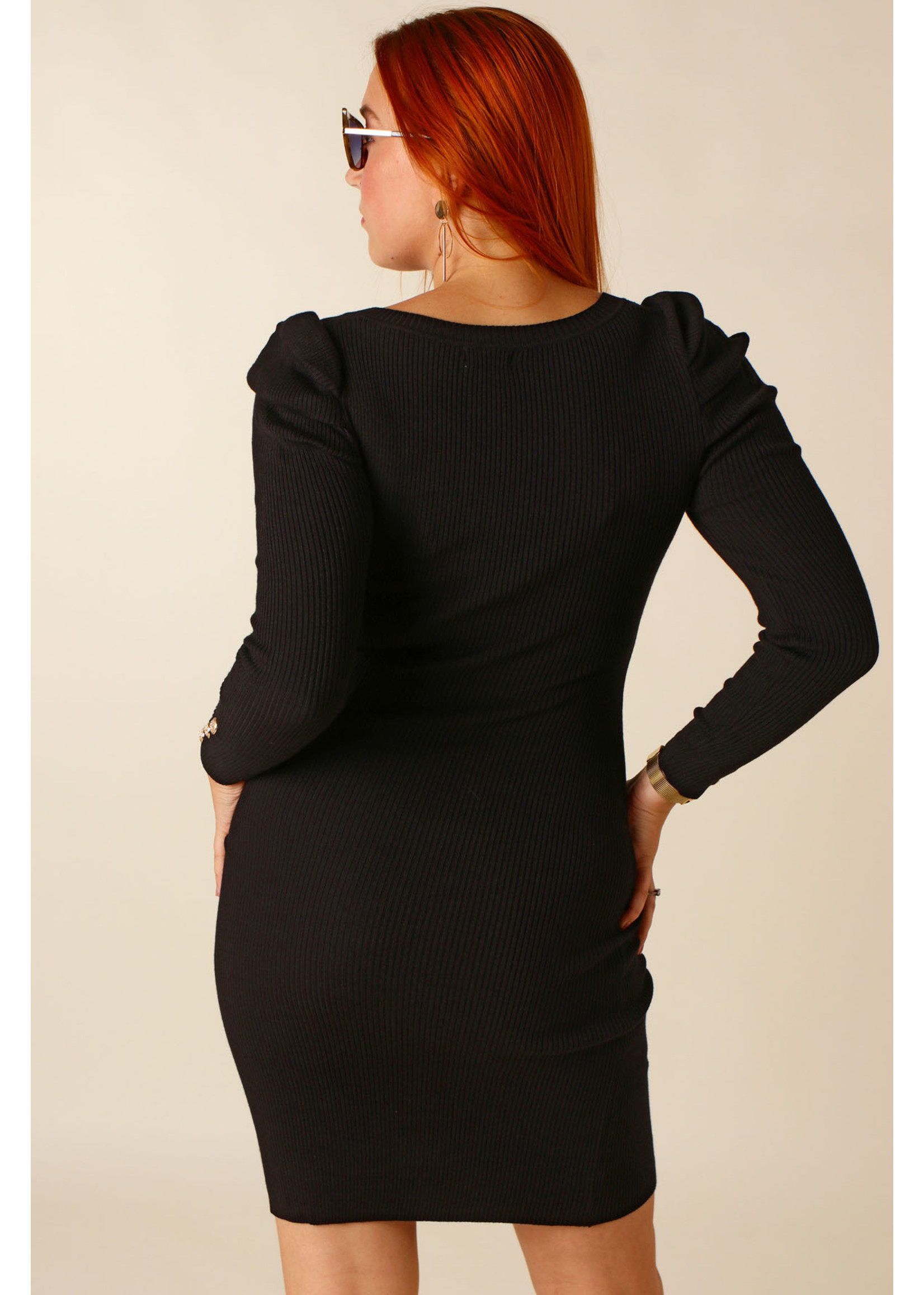 Moocci Dress Puffed Sleeves - BLACK