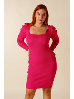 Moocci Dress Puffed Sleeves - FUCHSIA
