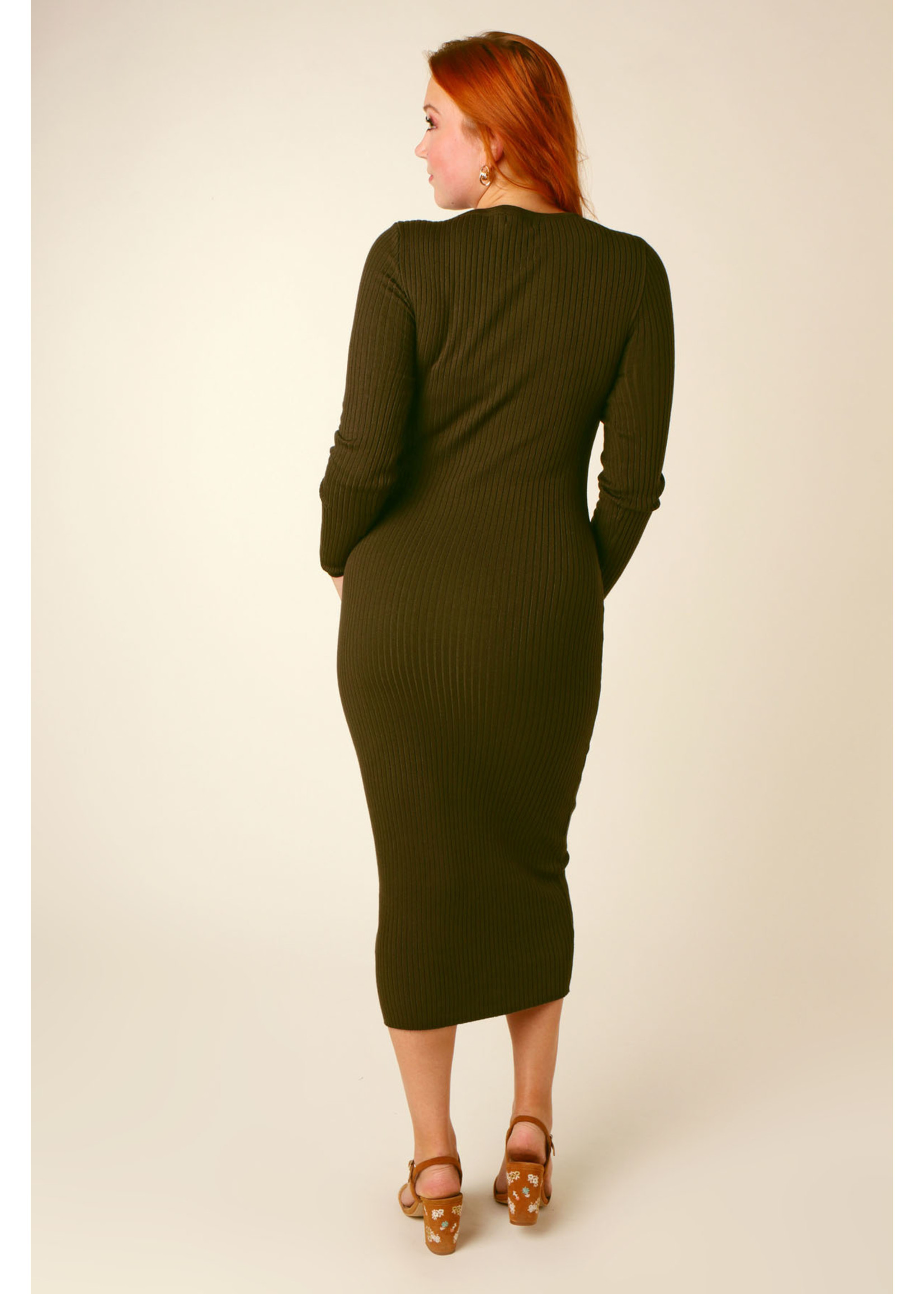 Moocci Fitted Dress Long Open Top - KHAKI