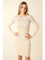 Moocci Fitted Dress Strass - BEIGE