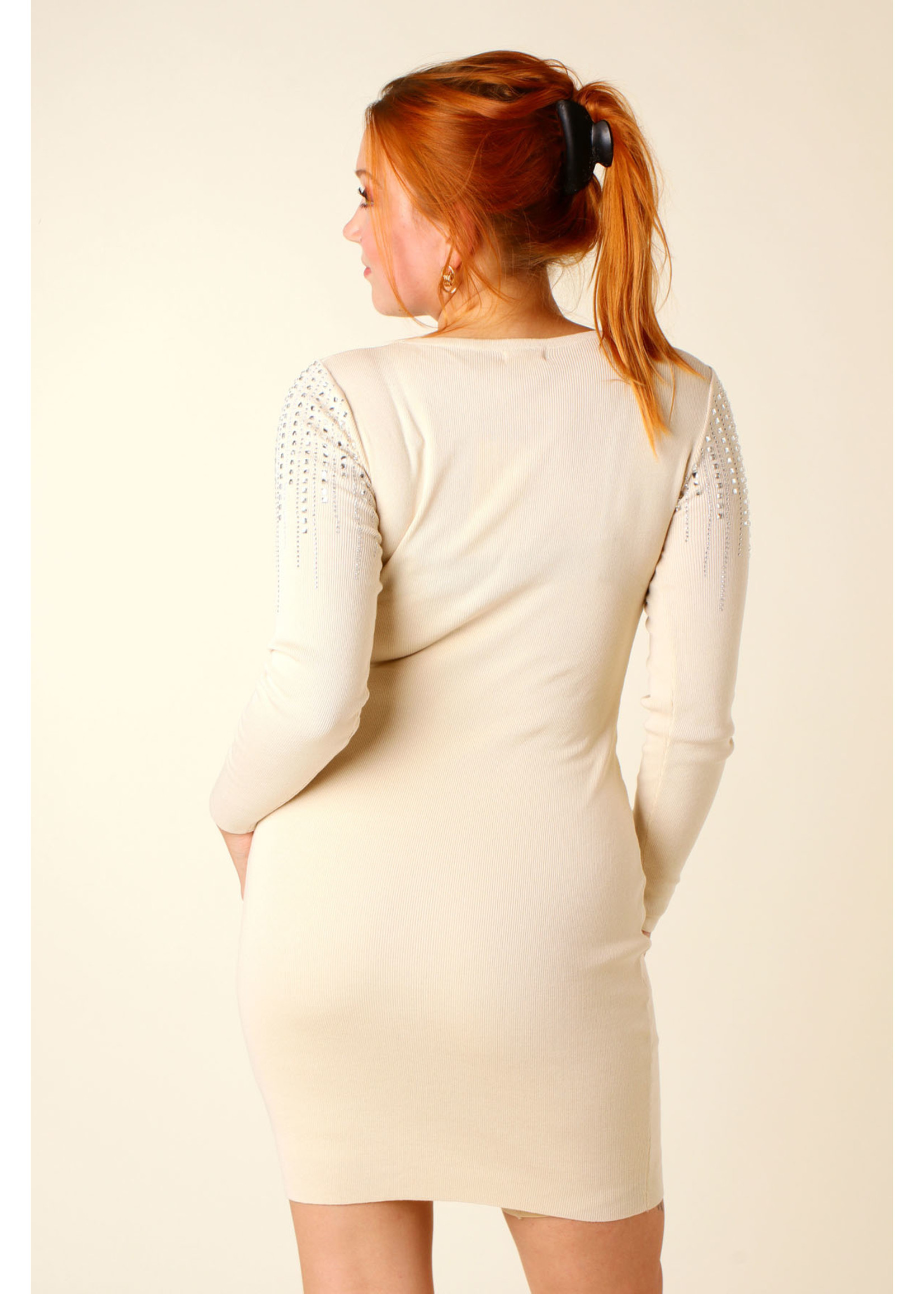 Moocci Fitted Dress Strass - BEIGE