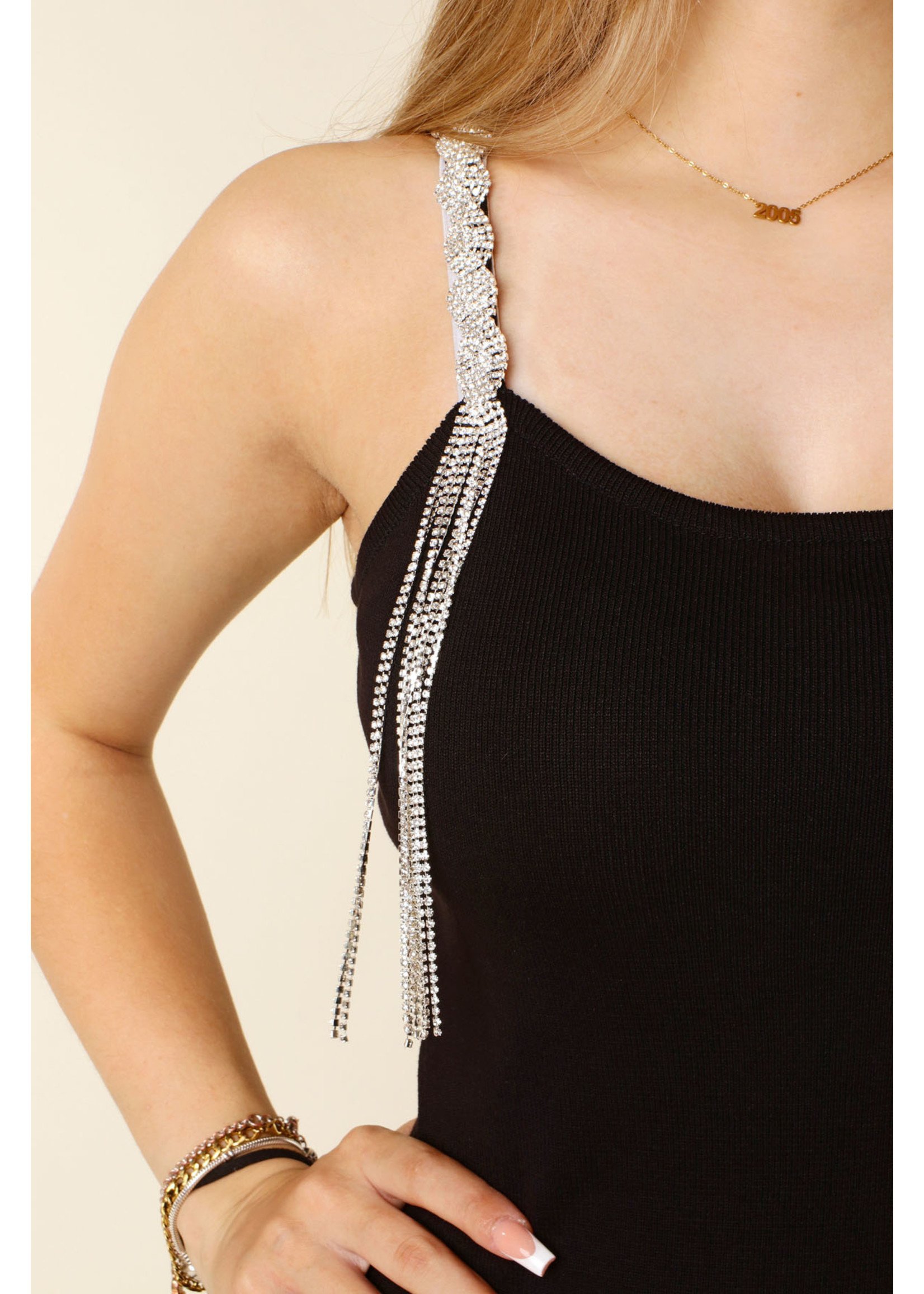 Moocci Fitted Dress Split & Strass