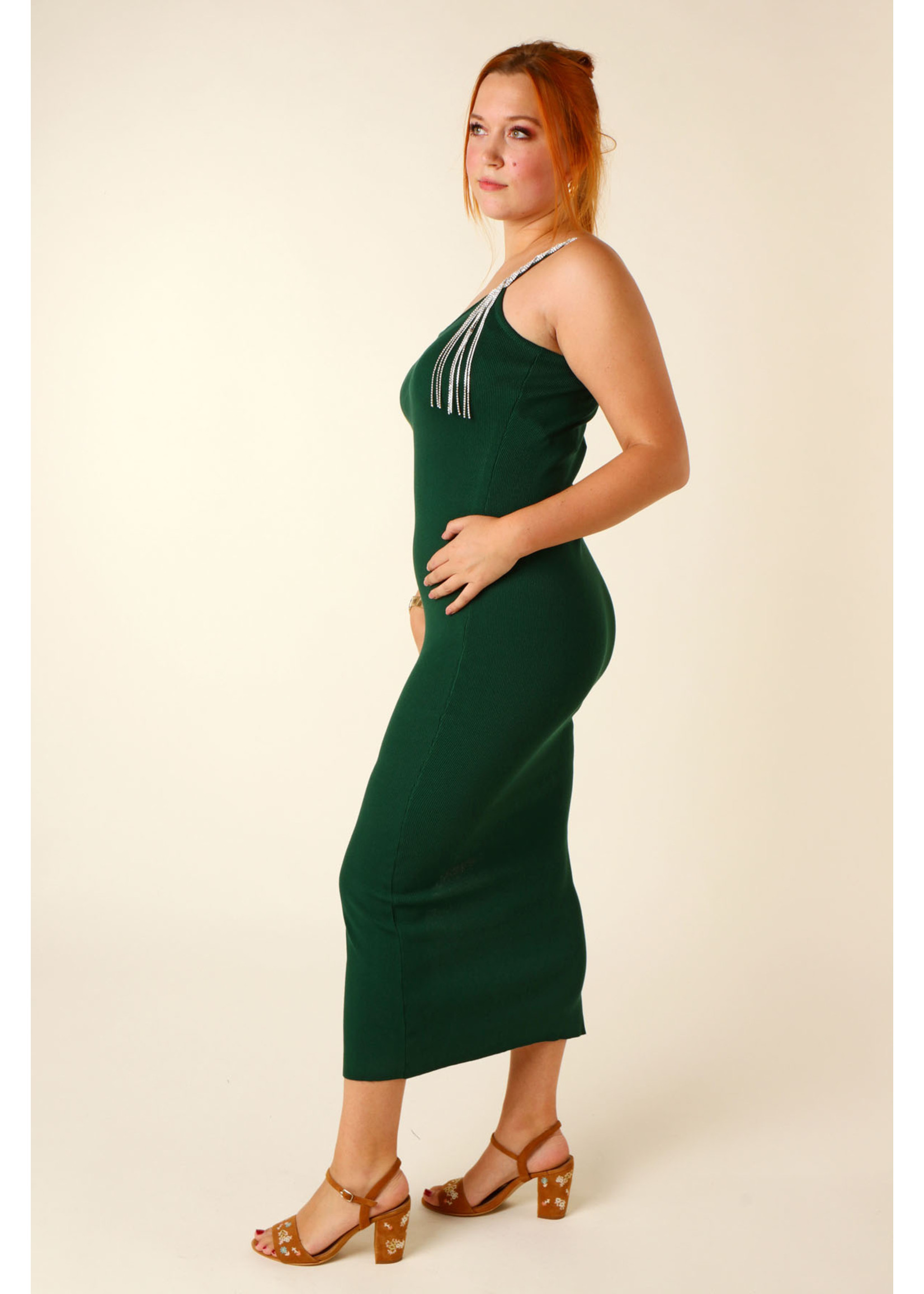 Moocci Fitted Dress Split & Strass