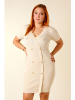 Moocci Fitted Dress Eight Buttons - BEIGE