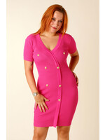Moocci Fitted Dress Eight Buttons - FUCHSIA