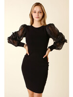 Allyson Dress Puffed Sleeves  - BLACK