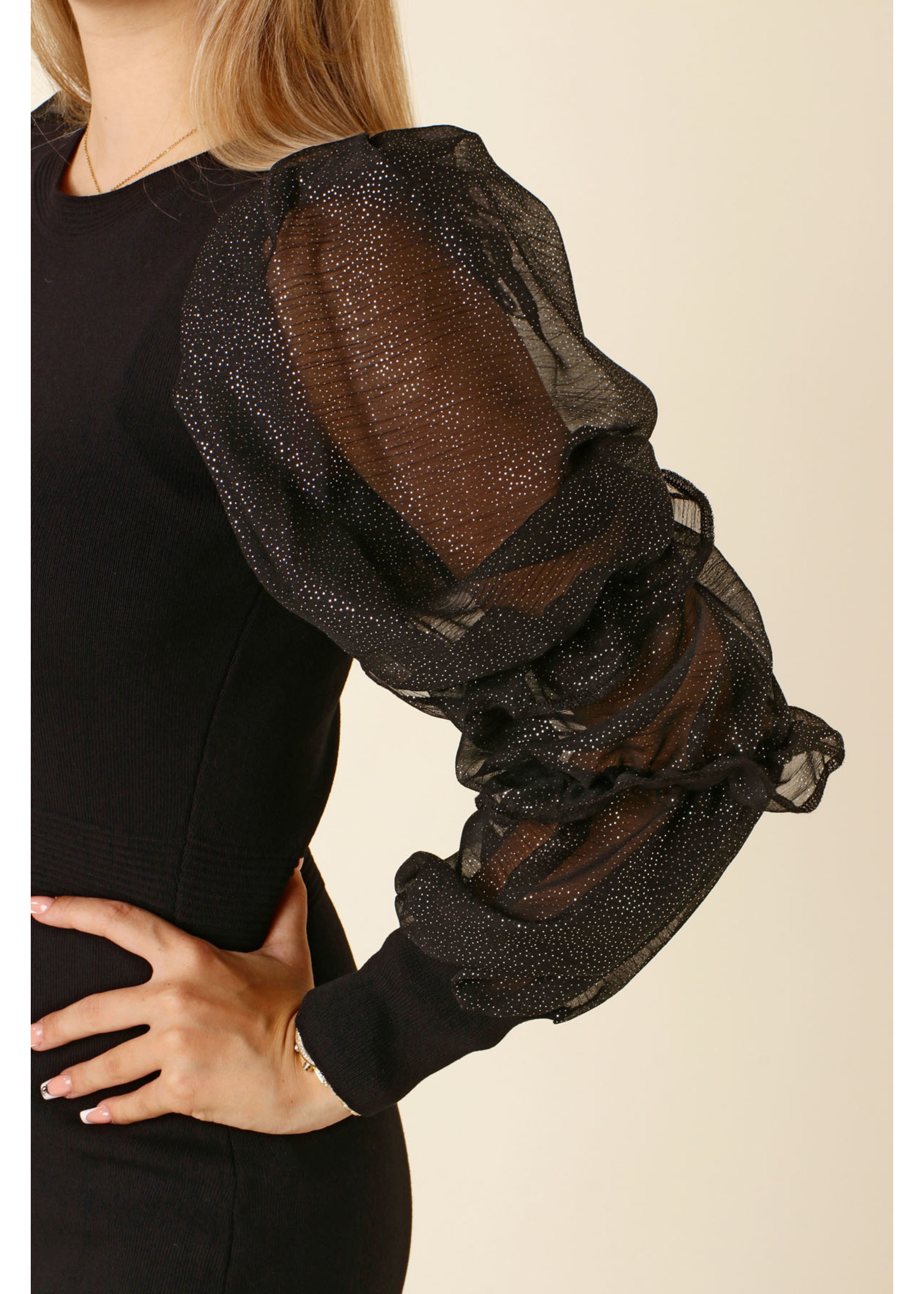 Allyson Dress Puffed Sleeves  - BLACK