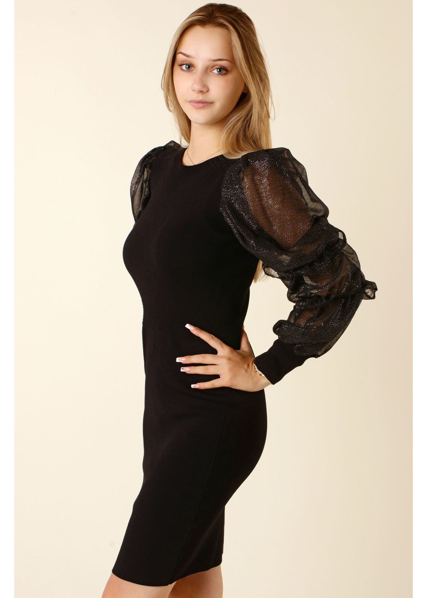 Allyson Dress Puffed Sleeves  - BLACK