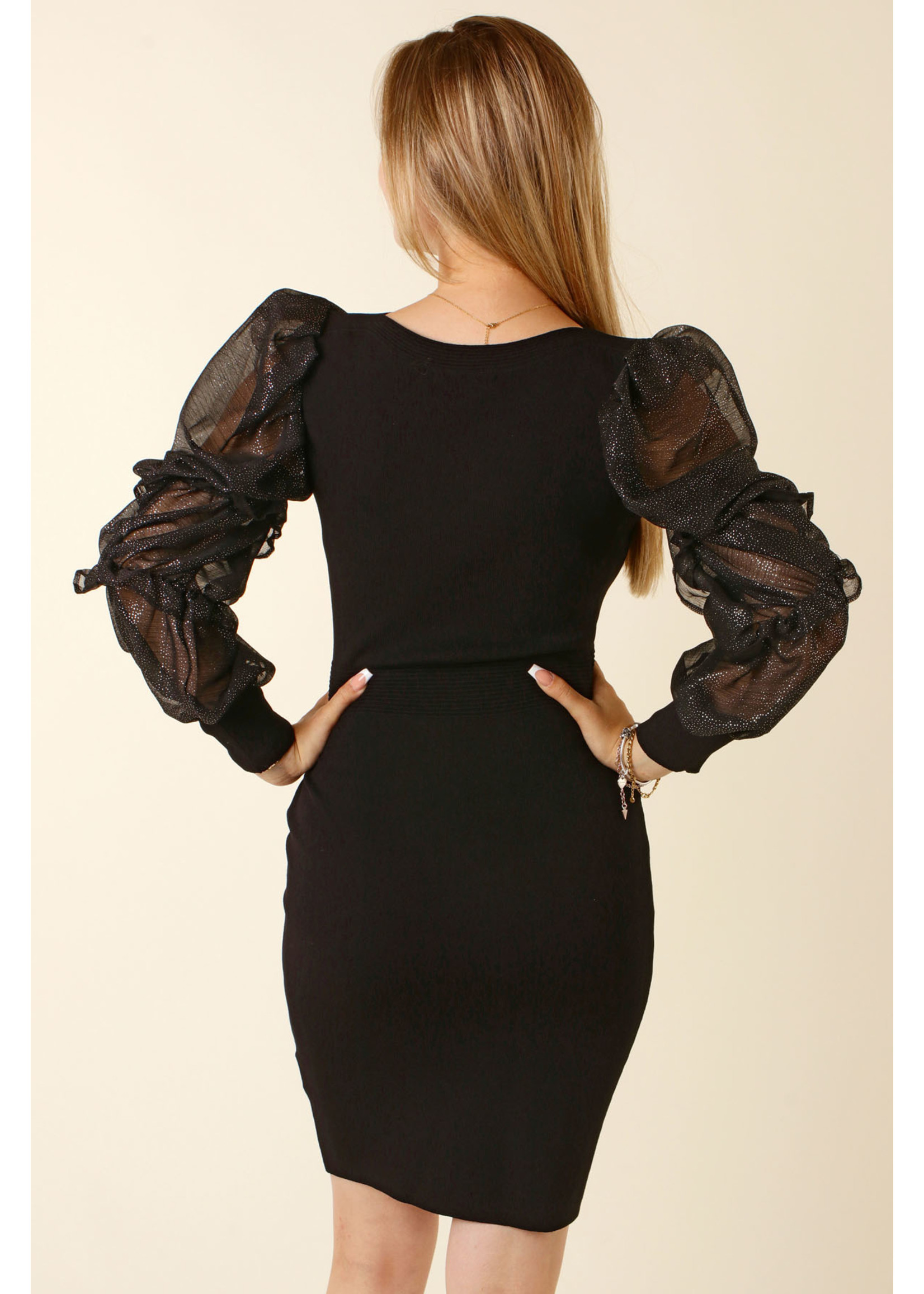 Allyson Dress Puffed Sleeves  - BLACK