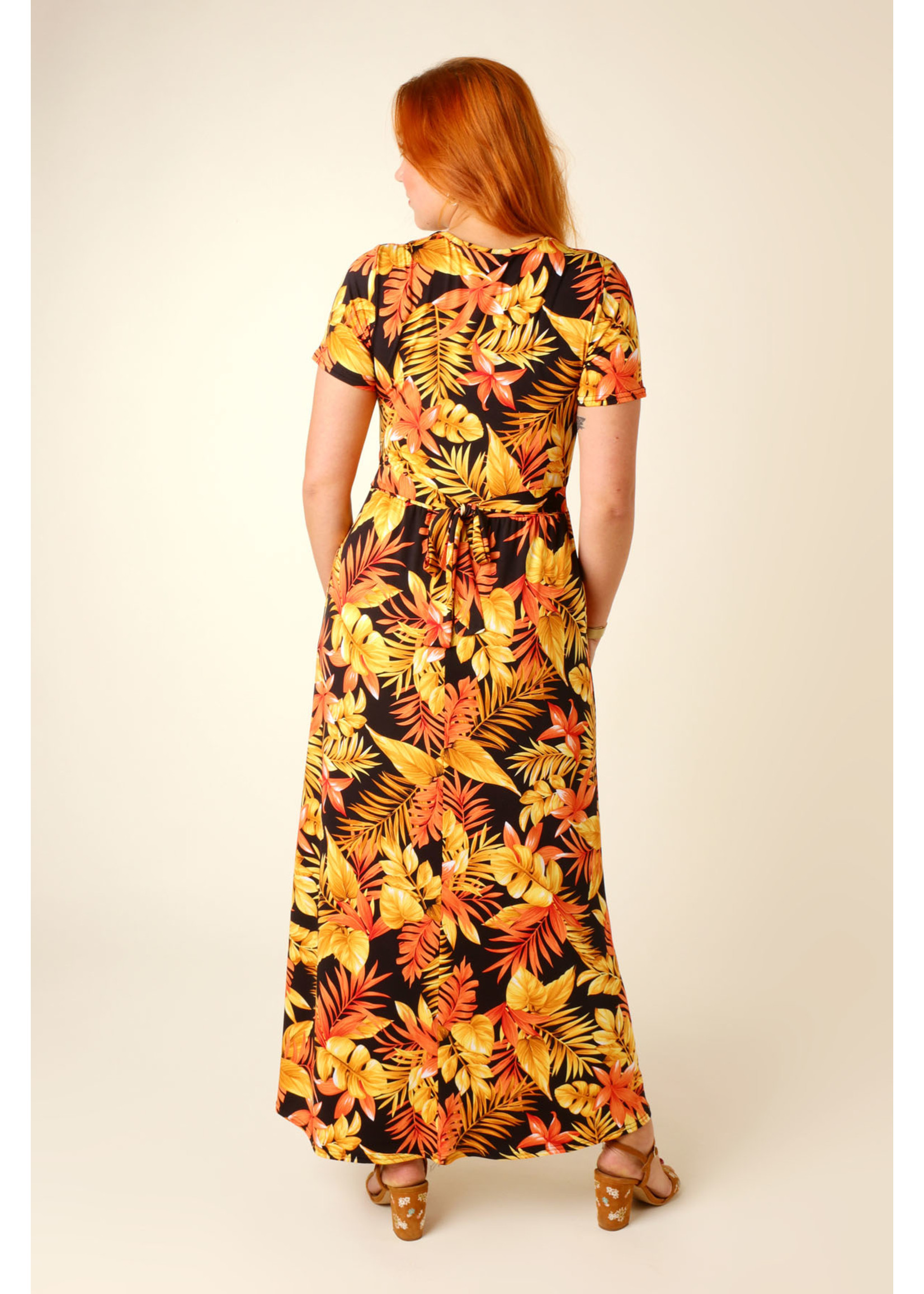 Kylie & Hailey K&H Palm Dress Long - ORANGE