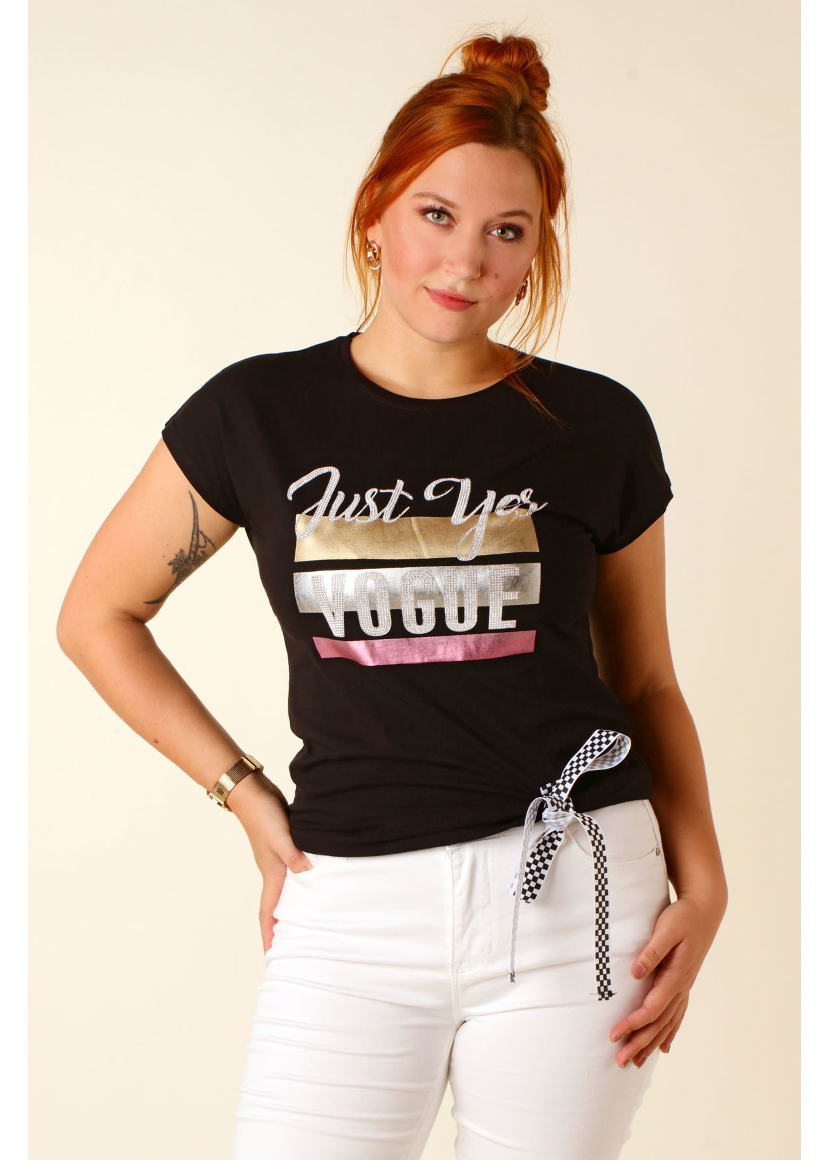 Emma & Alex T-Shirt Just Vogue - BLACK