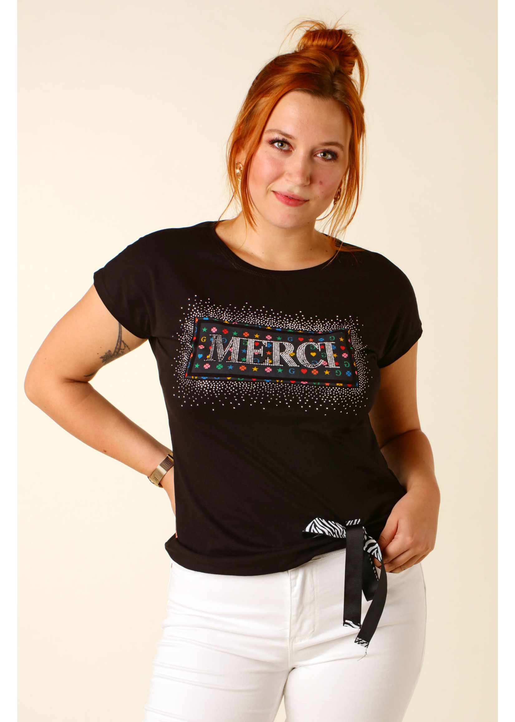 CC Fashion T-Shirt MERCI - BLACK
