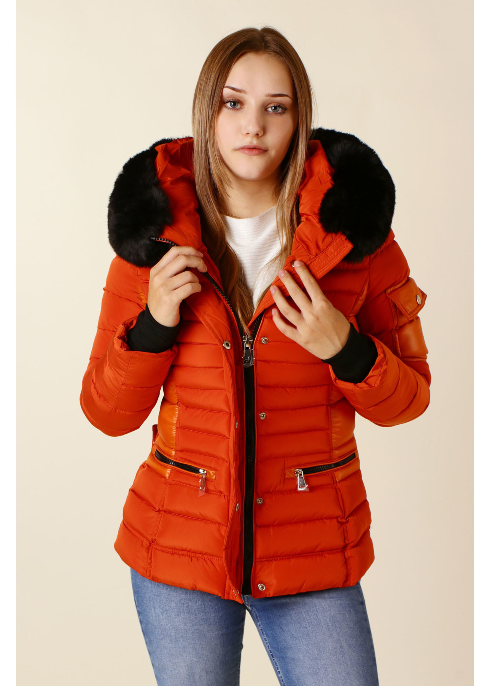 Wulux Jacket with Fur & Hood - ORANGE