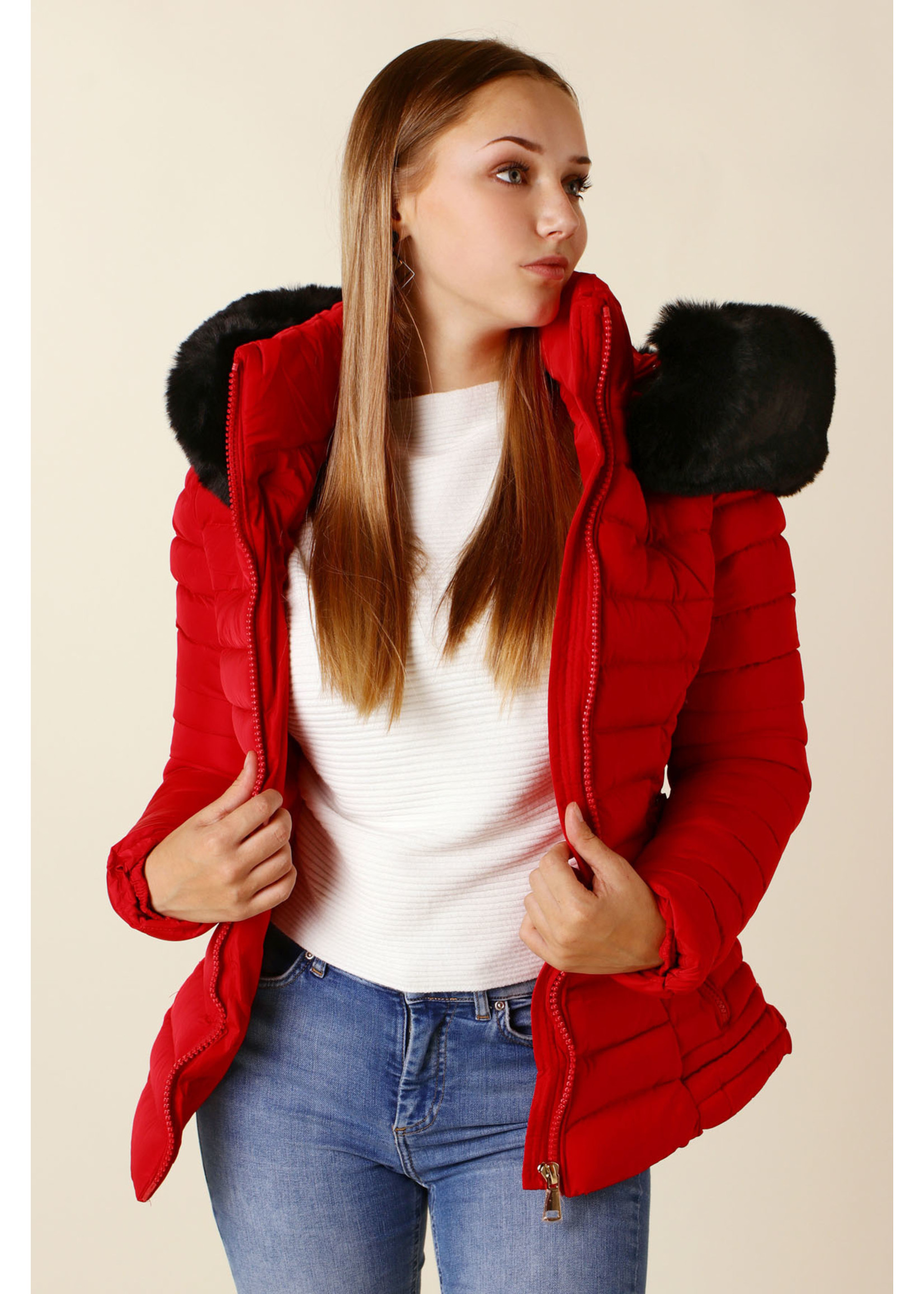 Wulux Jacket with Fur & Hood - RED