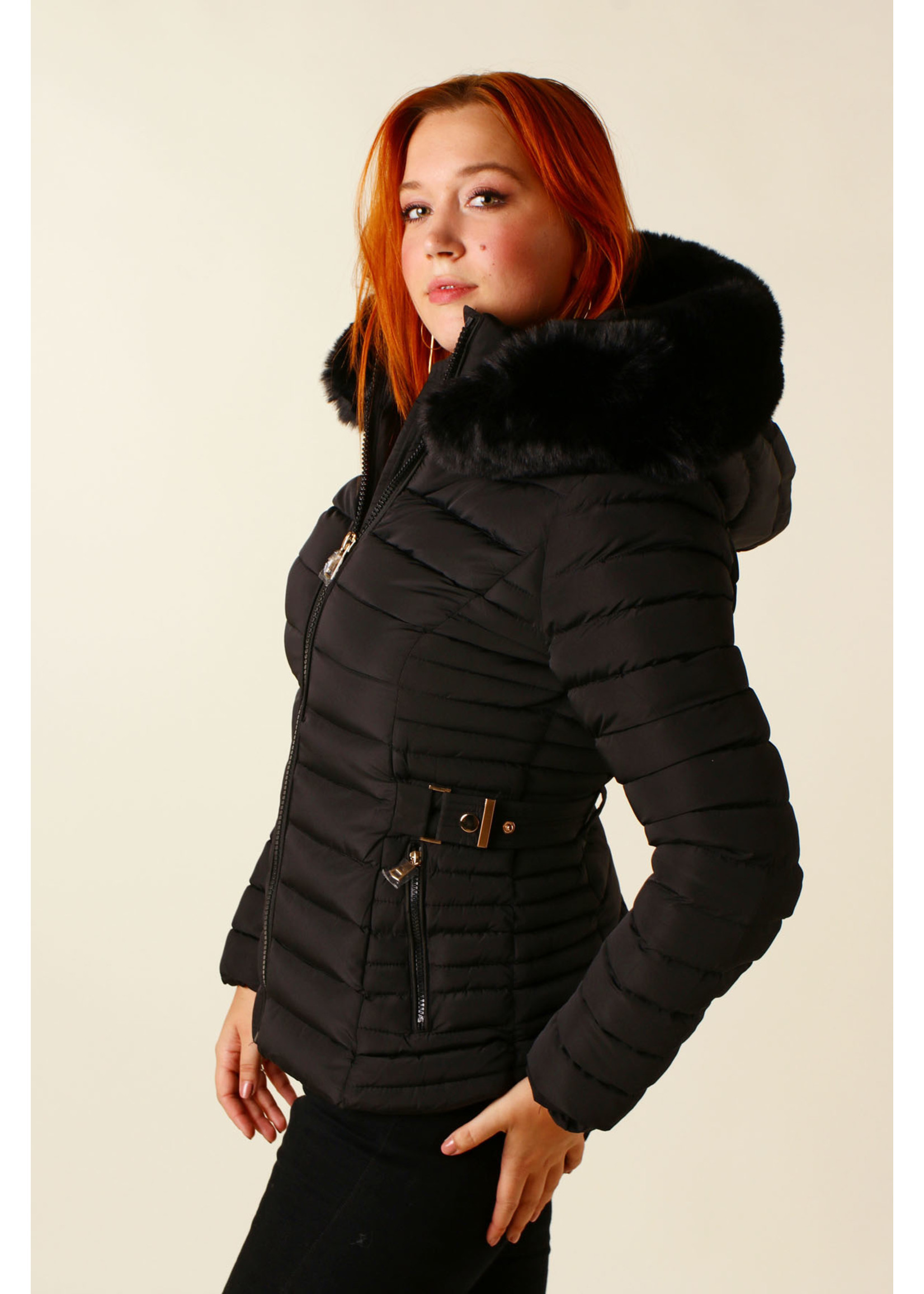Wulux Jacket with Fur & Hood - BLACK