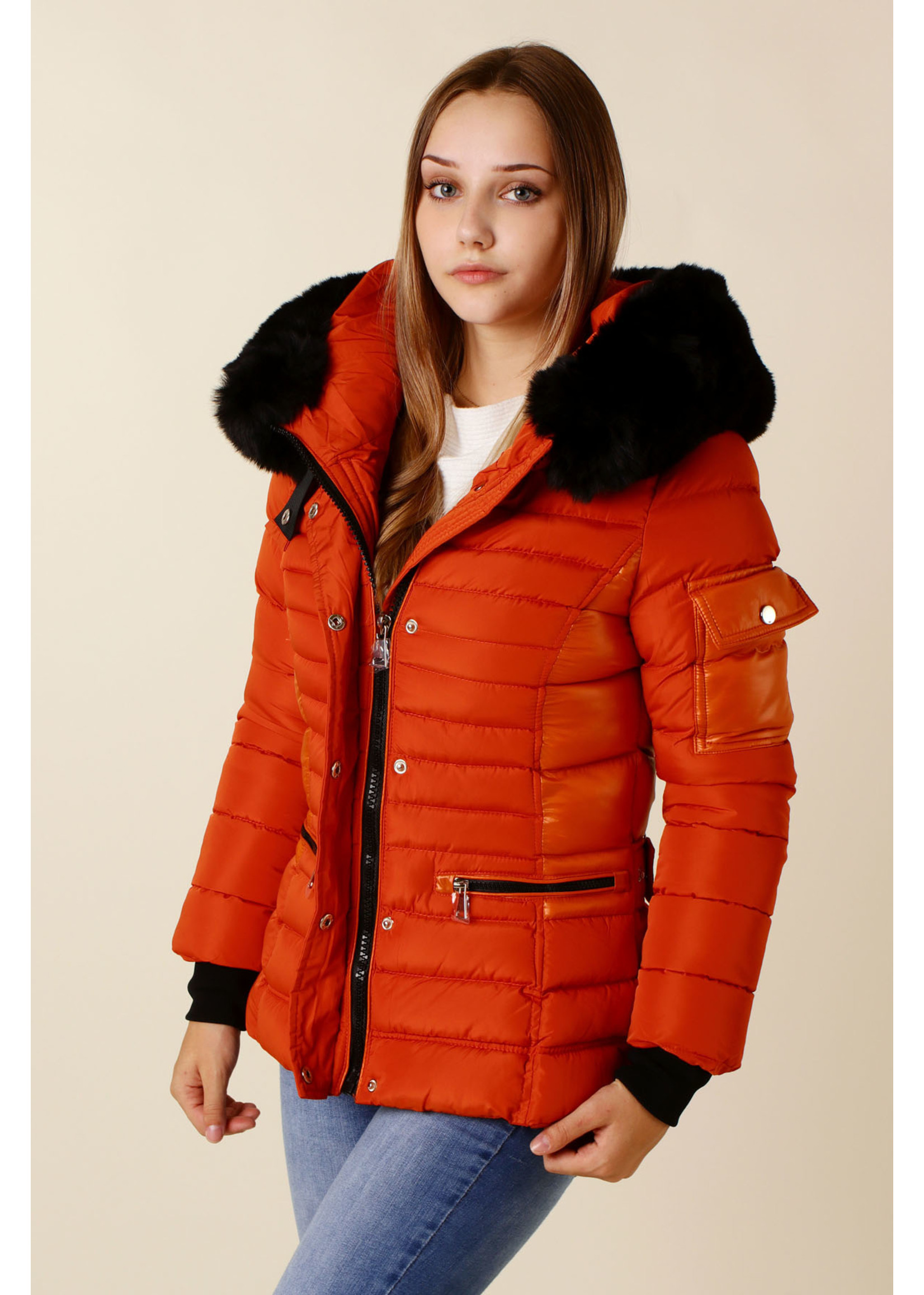Wulux Jacket with Fur & Hood - ORANGE