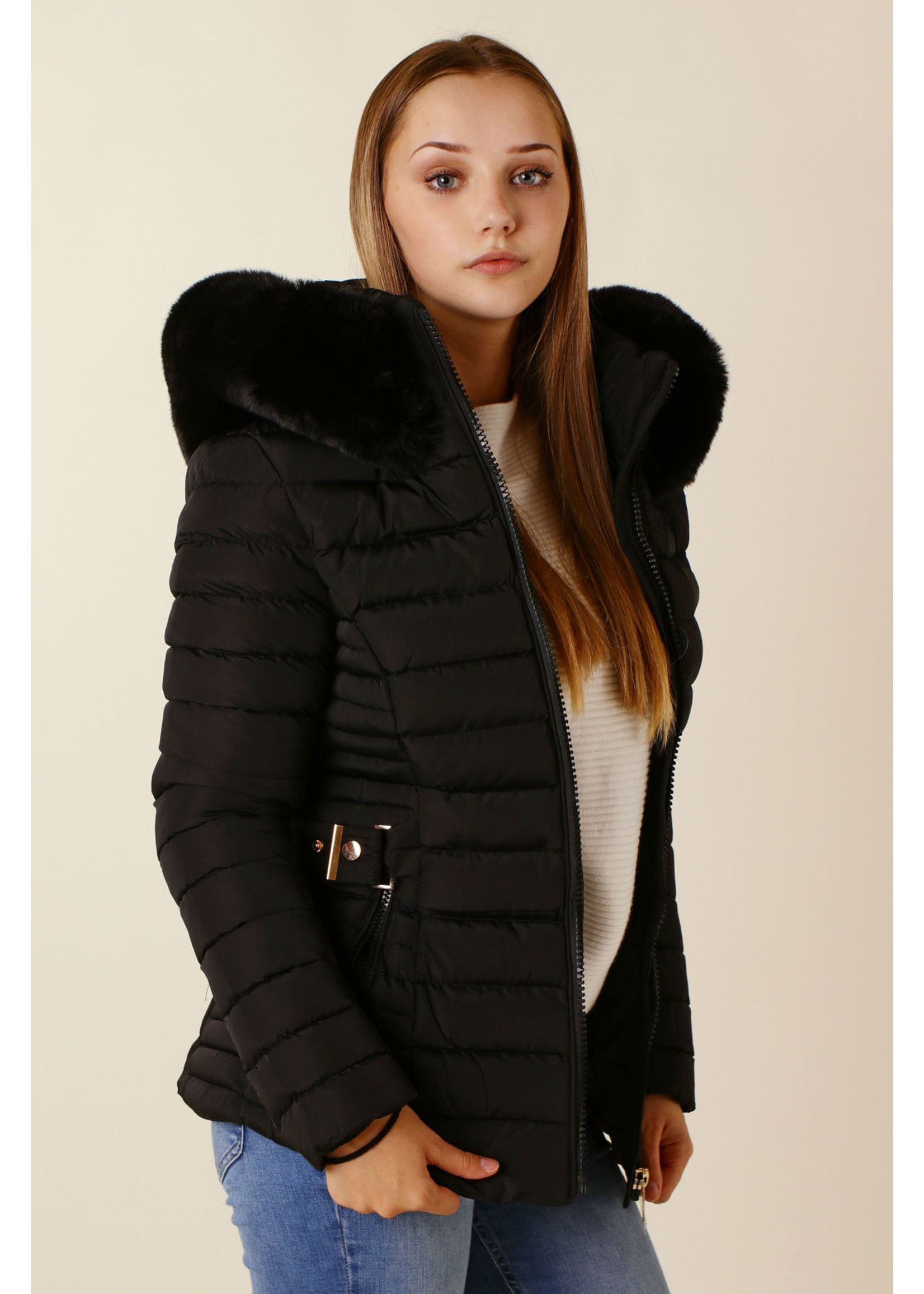 Wulux Jacket with Fur & Hood - BLACK
