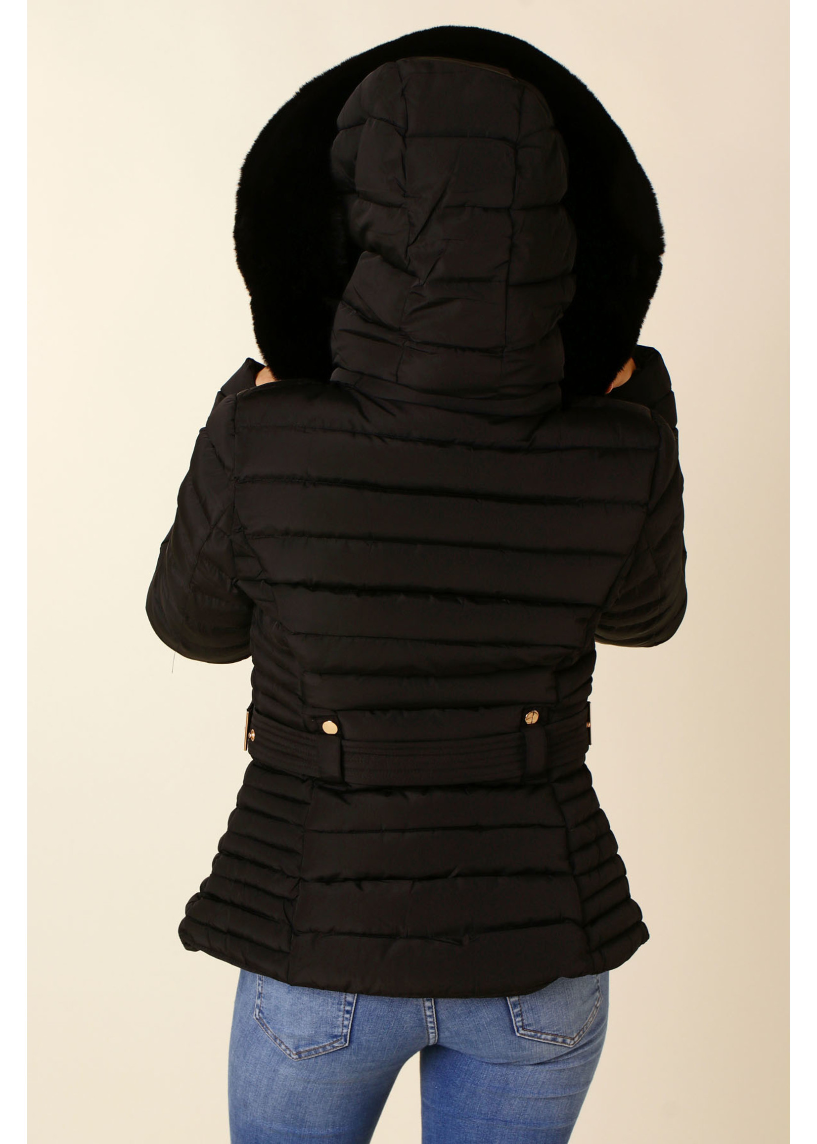 Wulux Jacket with Fur & Hood - BLACK