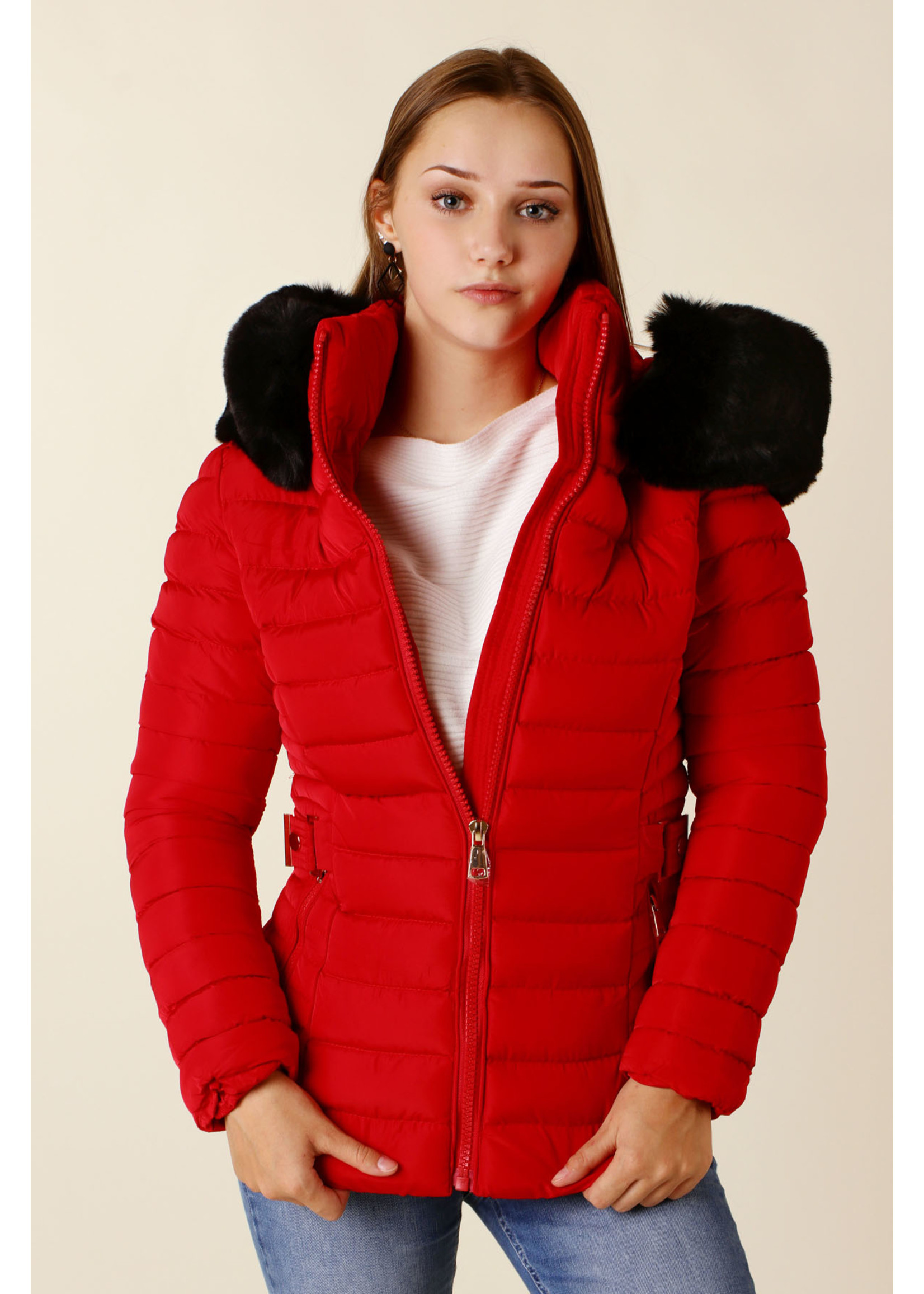 Wulux Jacket with Fur & Hood - RED